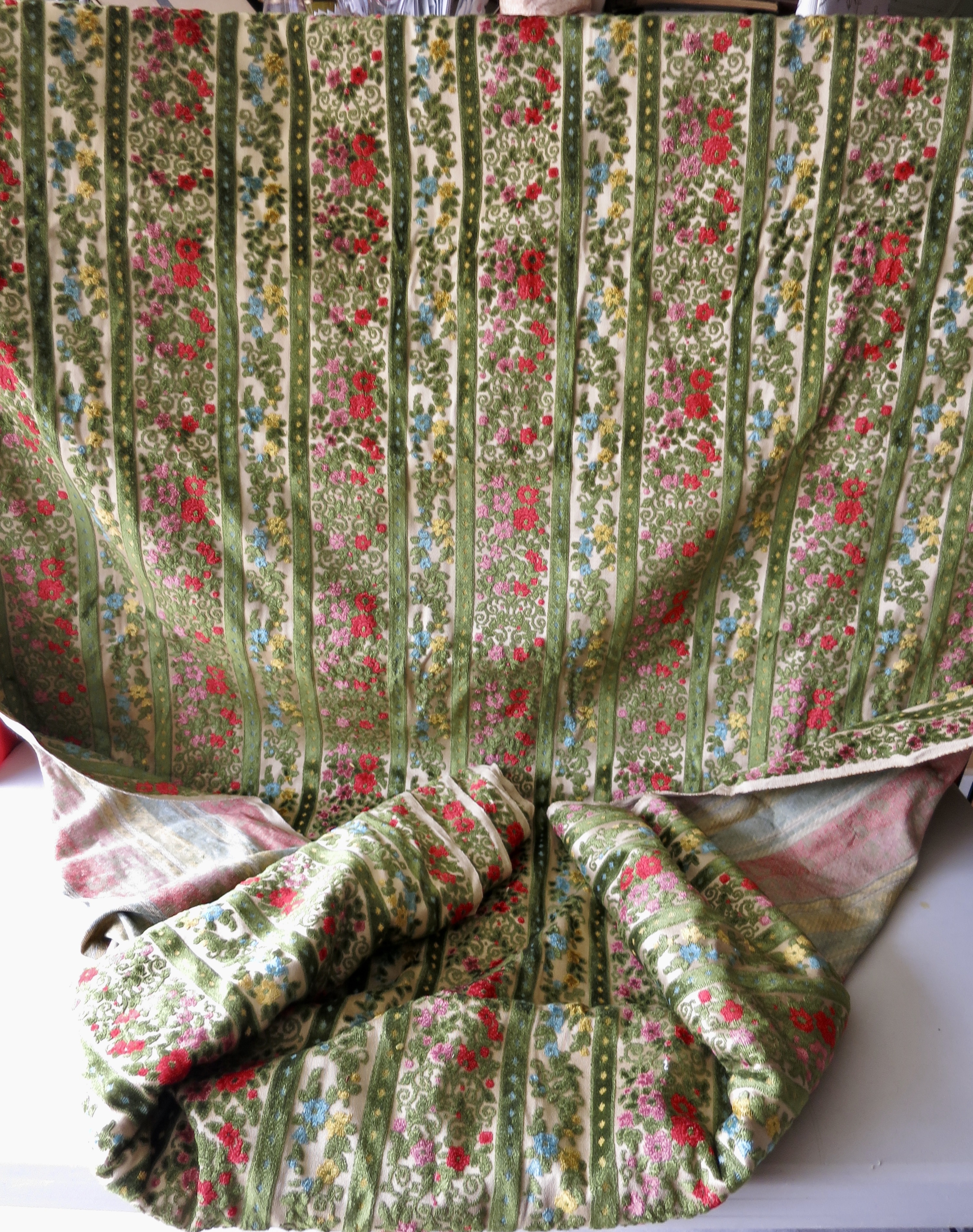 Antique Fabric Velvet with cut out pattern pile on woven cotton