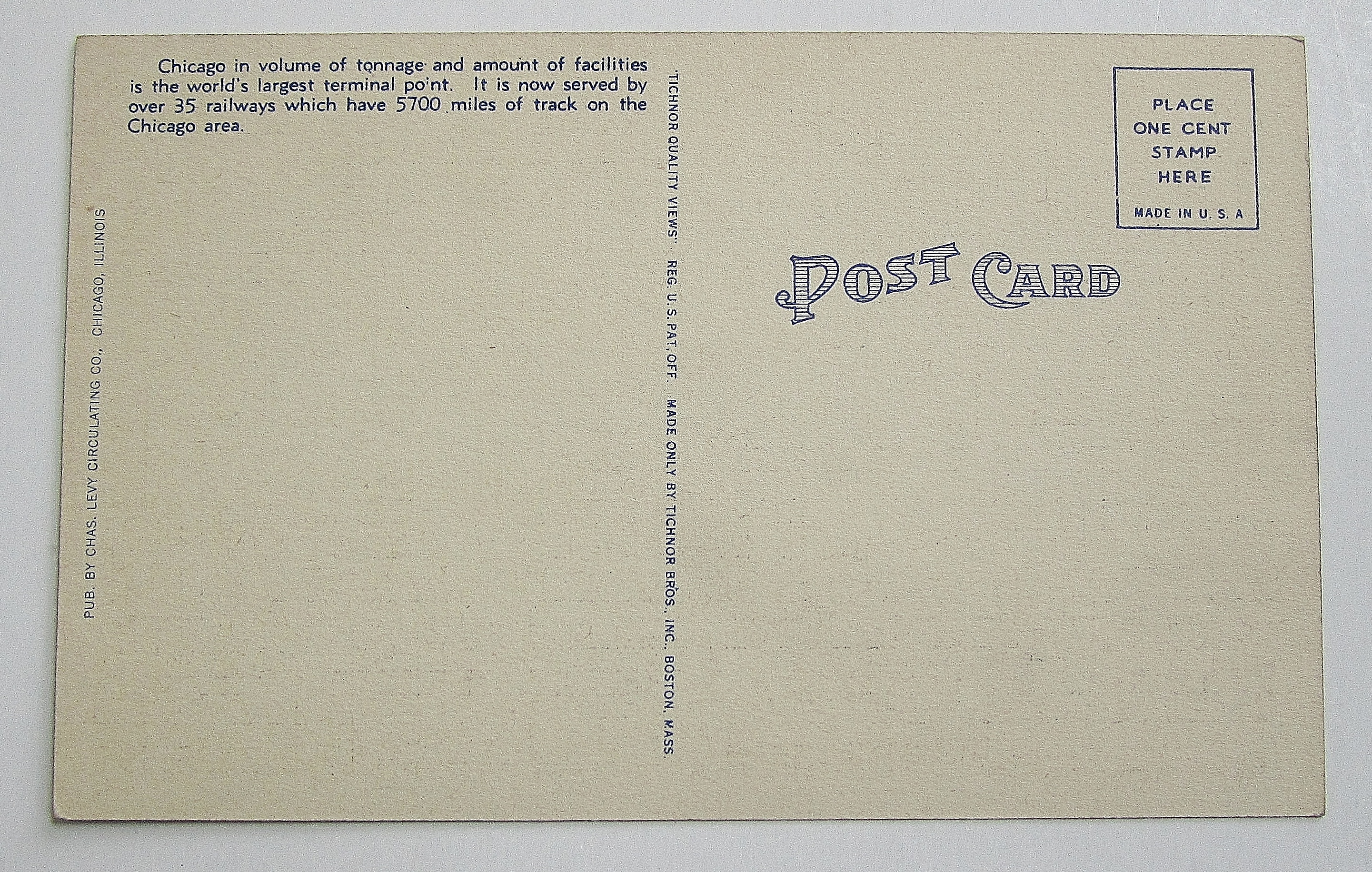 Chicago-The Railroad Center Of The World Postcard