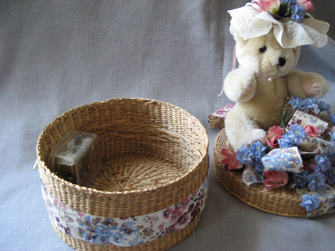 Bear On A Basket Music Box