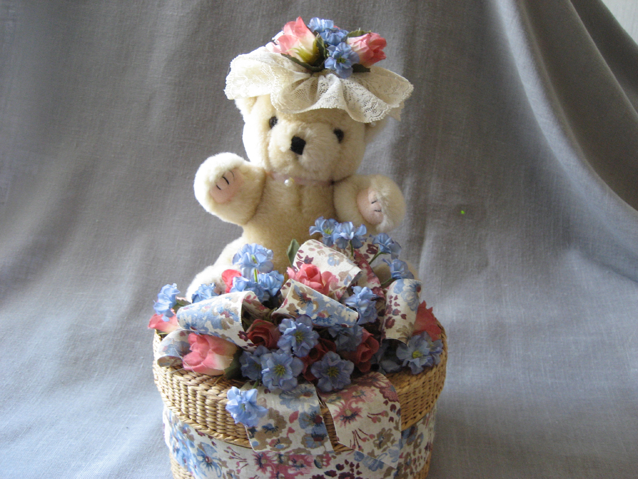 Bear On A Basket Music Box