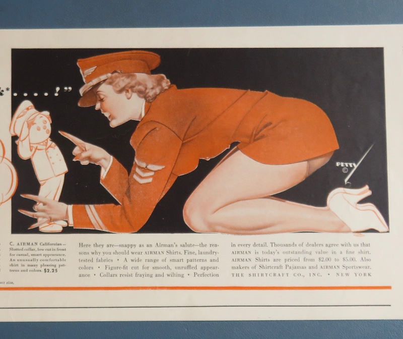1942 Shirtcraft Airman Shirts with Woman Wearing Uniform Shirt & Hat By George Petty
