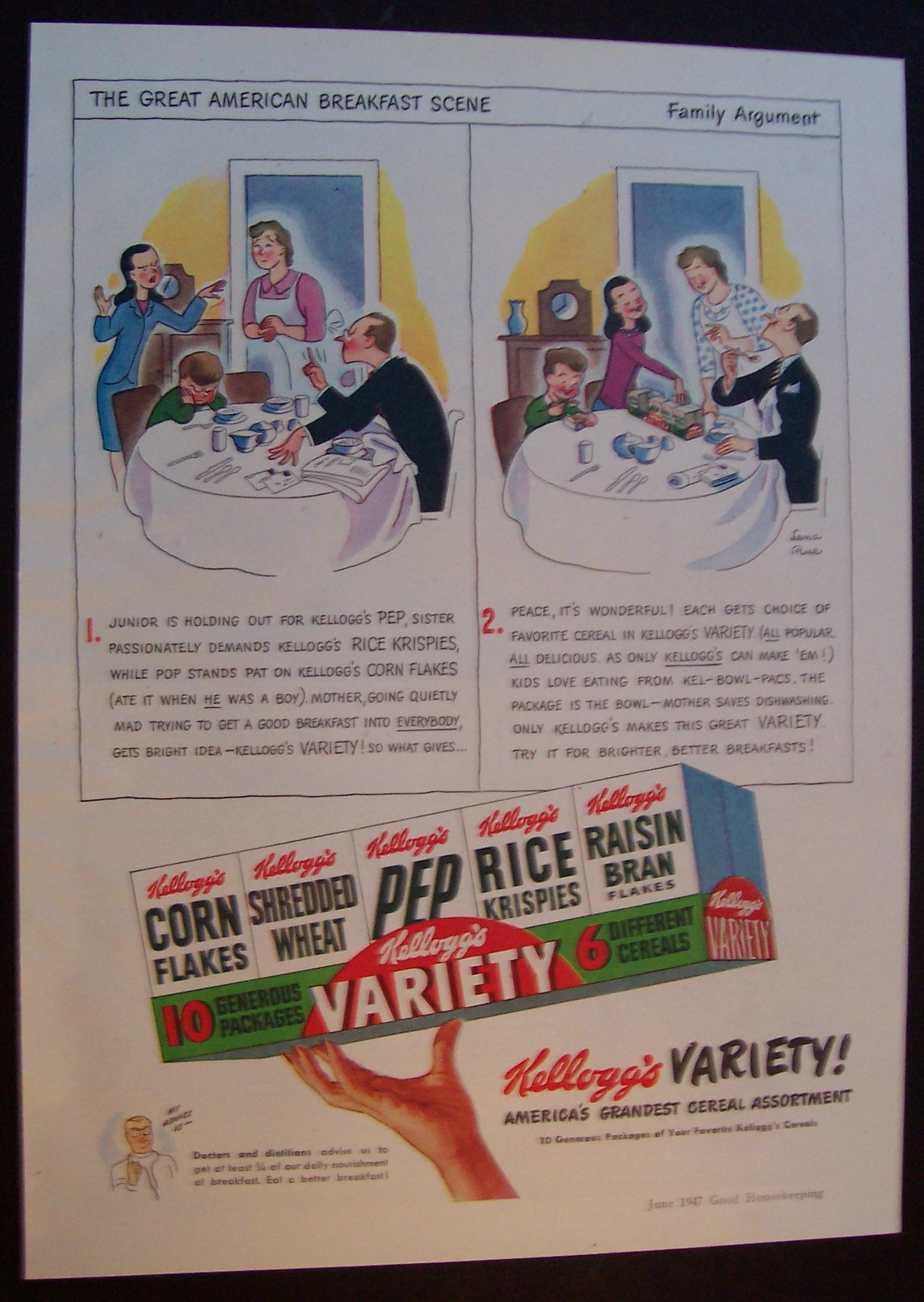 1947 Kellogg's Variety Cereal Pack