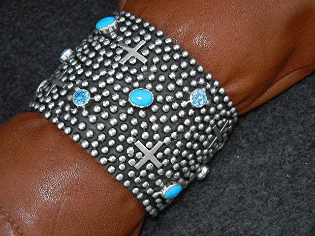 Navajo Ronnie Willie Sterling Silver Turquoise Blue Top