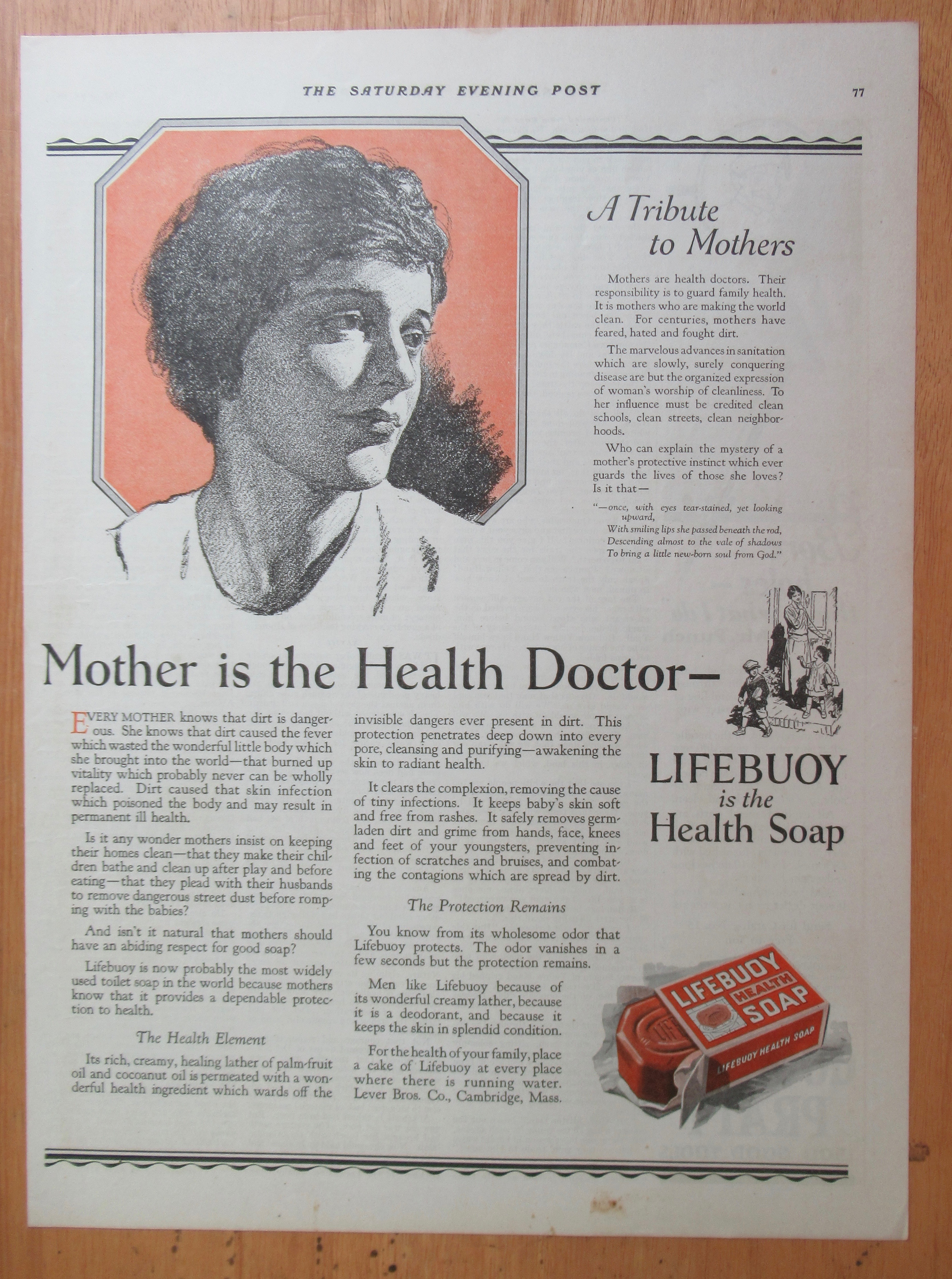 1923 Lifebuoy Health Soap with Tribute To Mothers