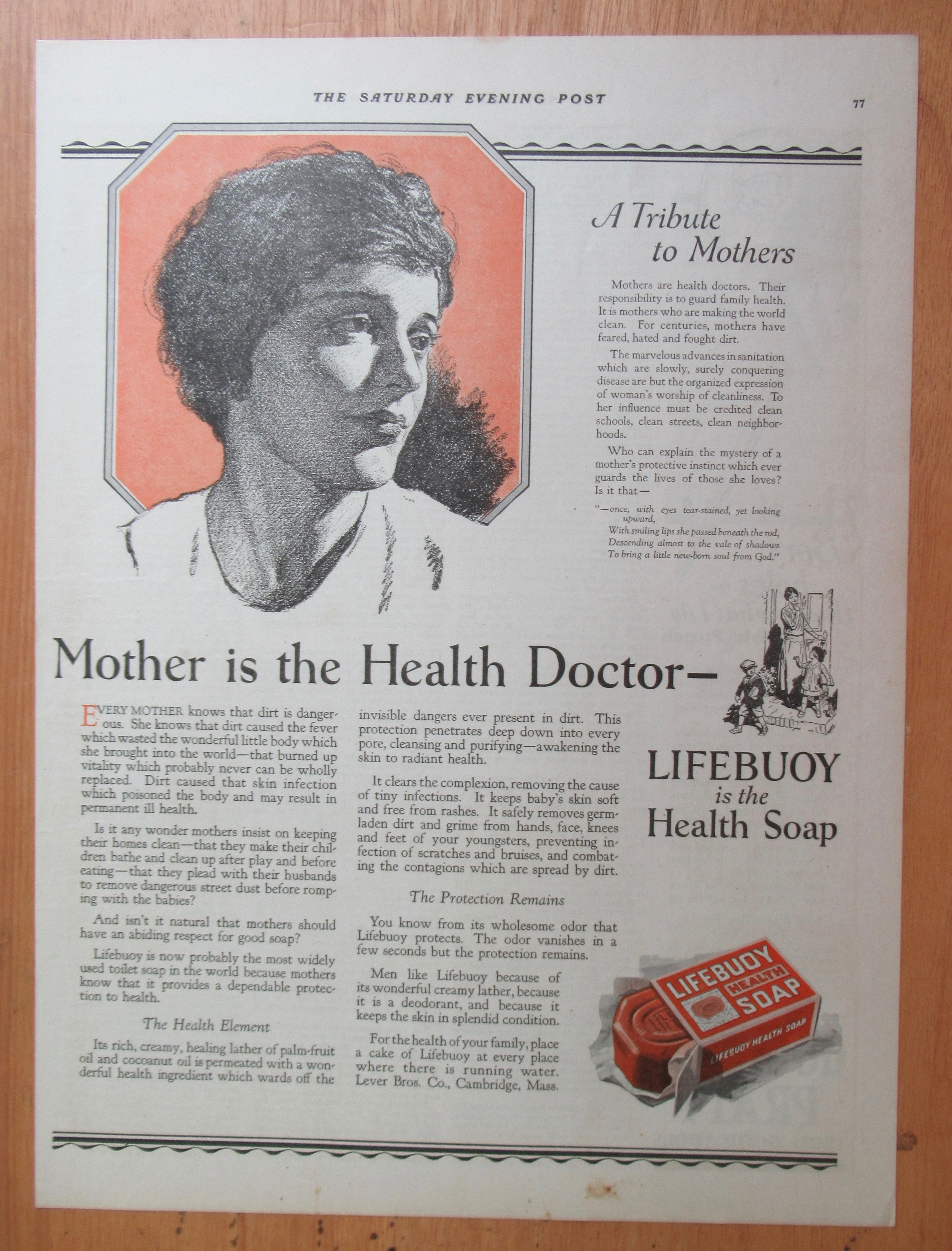 1923 Lifebuoy Health Soap with Tribute To Mothers