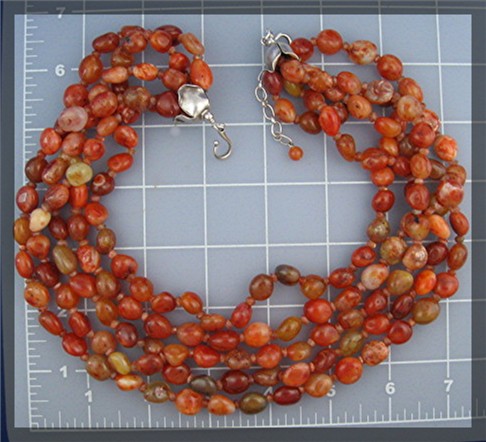Silver Creations Carnelian  5 Strands Sterling Silver N