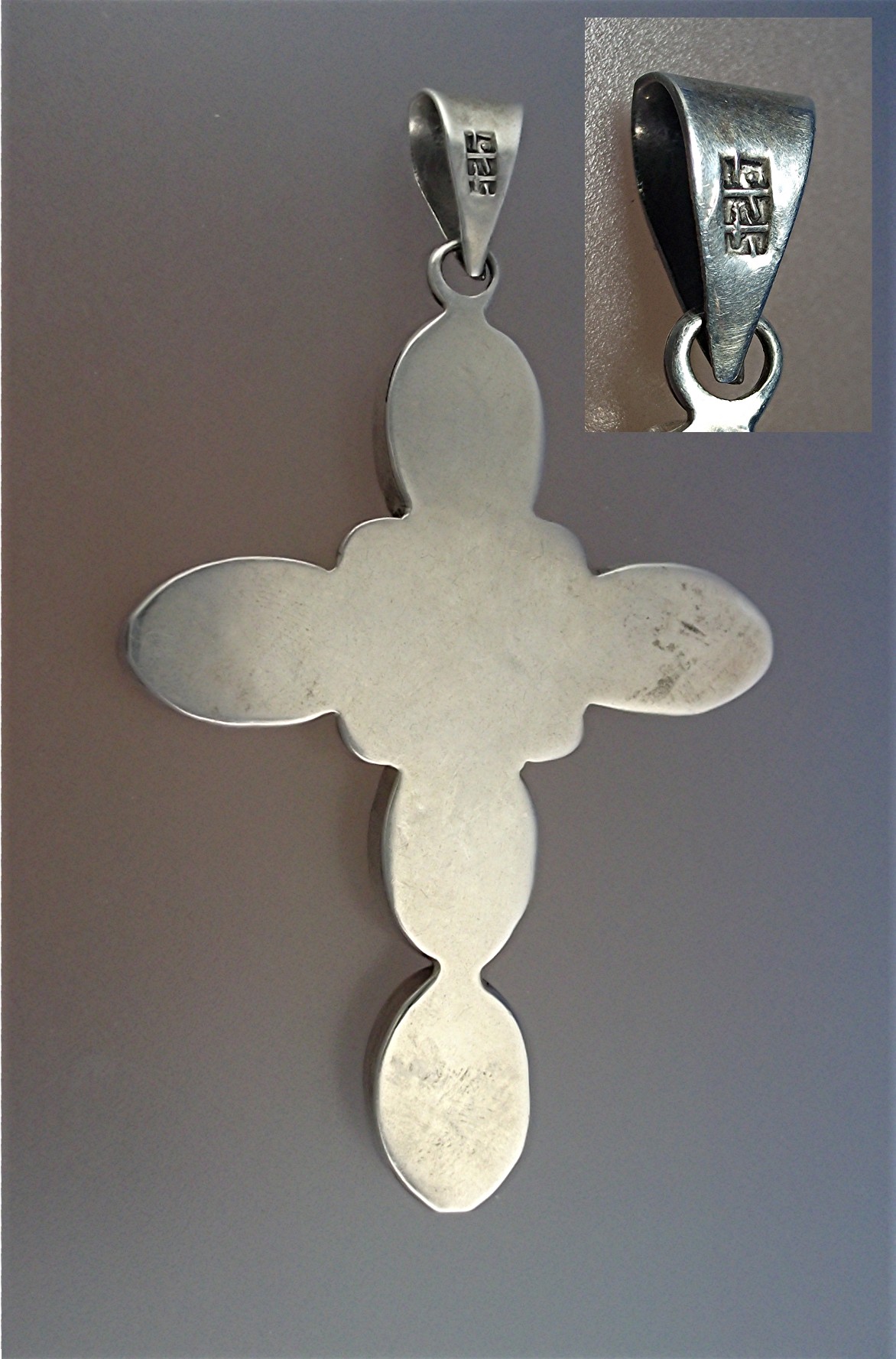 Pendant Sterling Silver Black Onyx Cross Native America