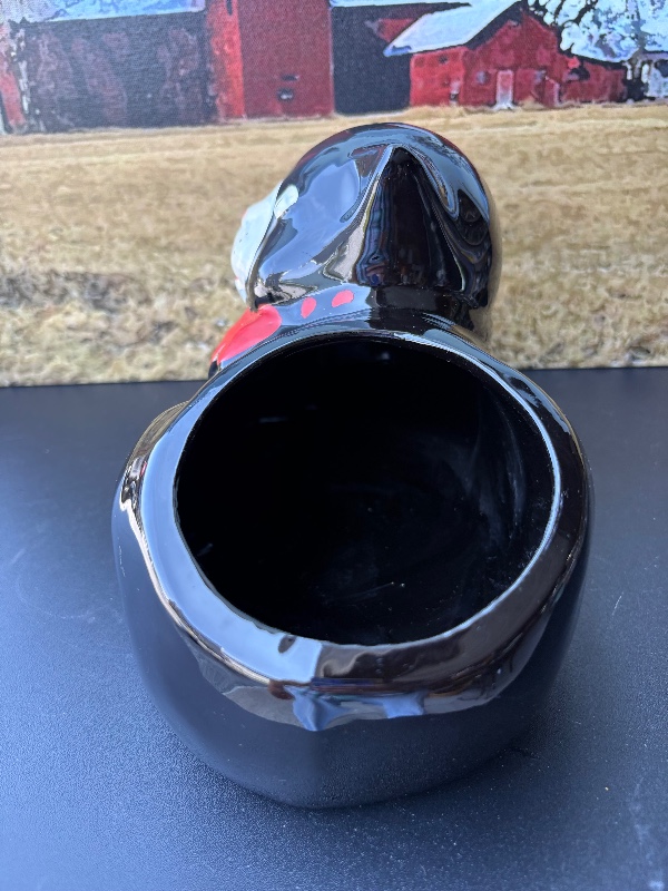 Black Cat Planter mid century 1950s cold painted