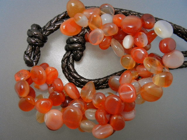 Carnelian and Leather Bead Necklace