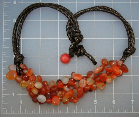 Carnelian and Leather Bead Necklace