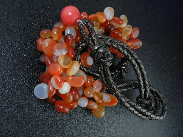 Carnelian and Leather Bead Necklace