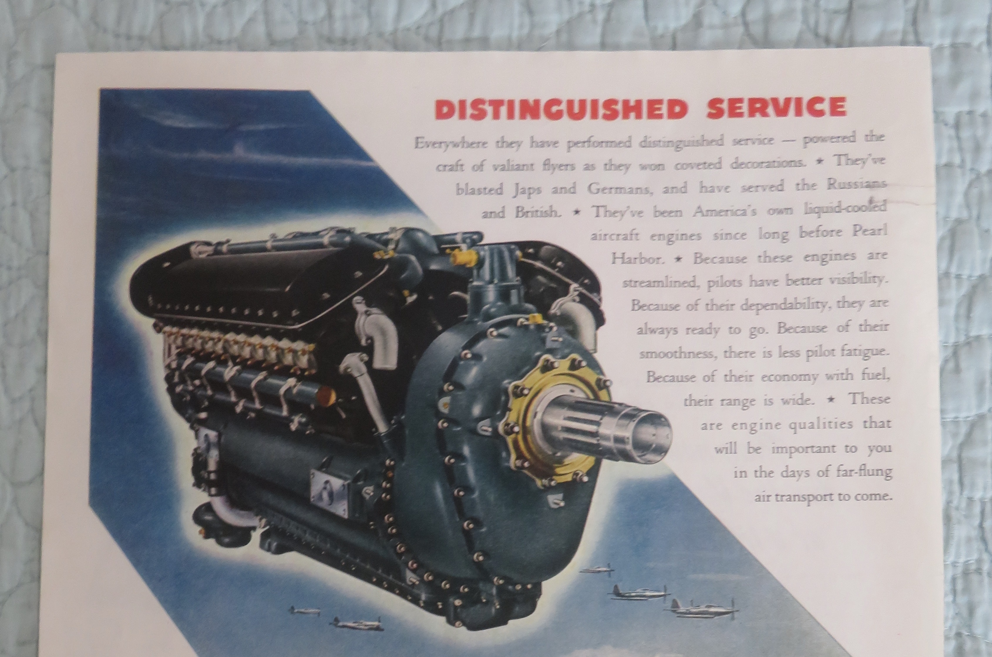 1945 Allison Aircraft Engine with Soldier Being Pinned