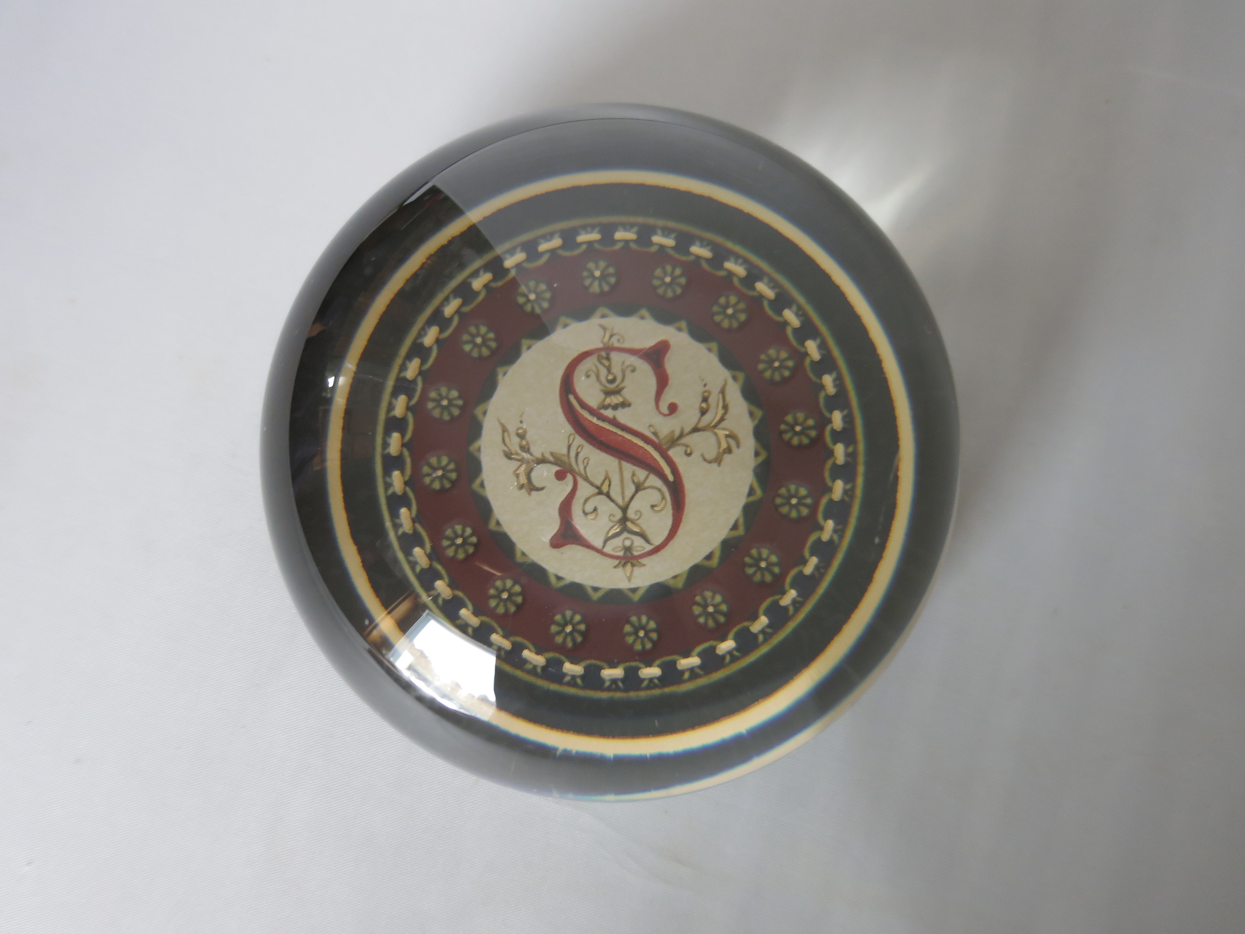 Punch Studio Crystal Paperweight Letter S Initial Monogram