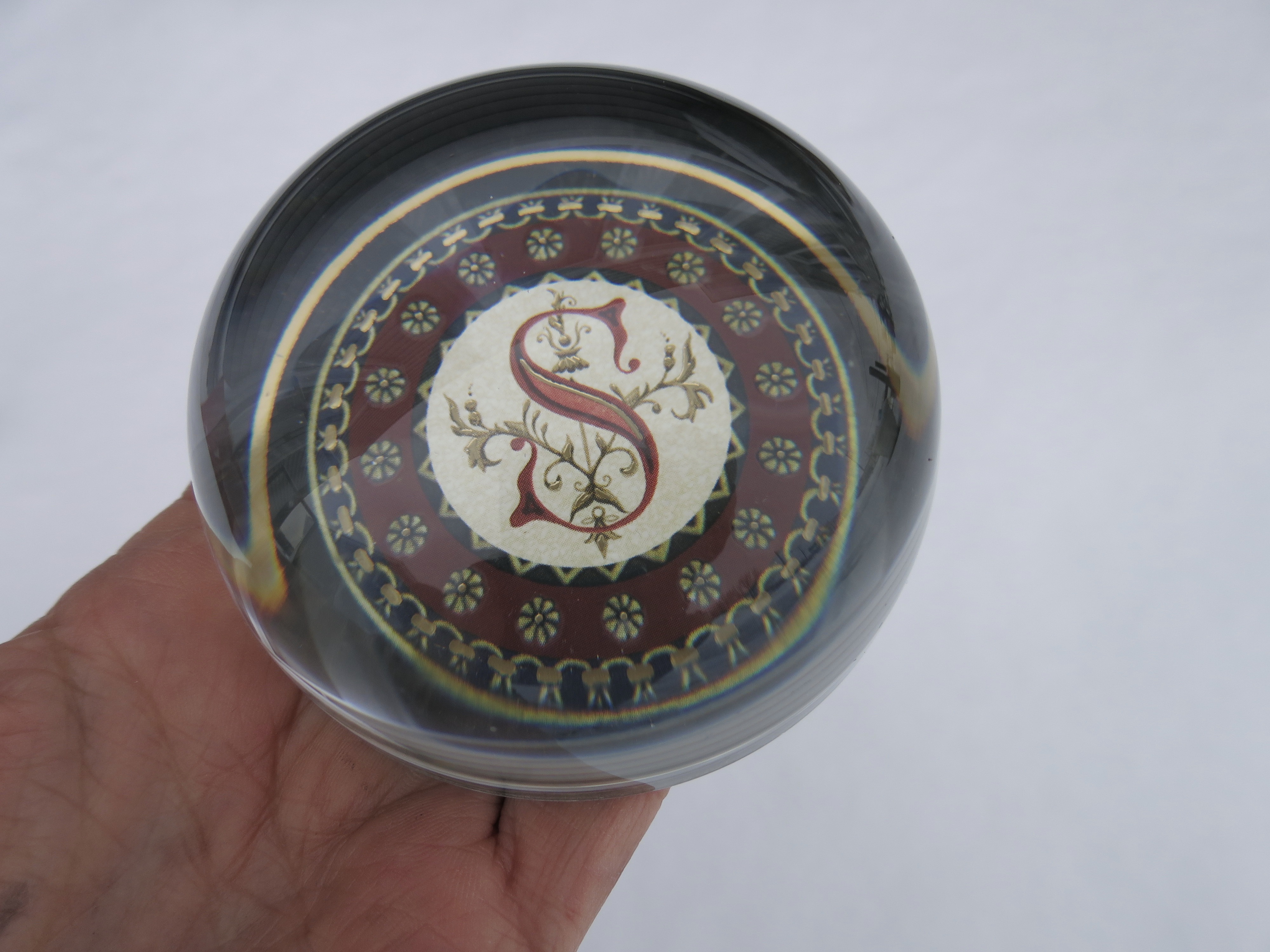 Punch Studio Crystal Paperweight Letter S Initial Monogram