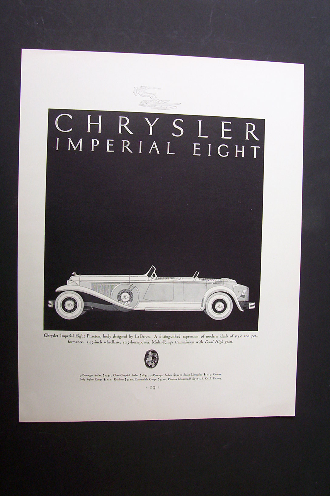 1931 Dual Ad: Chrysler Imperial & Stearman