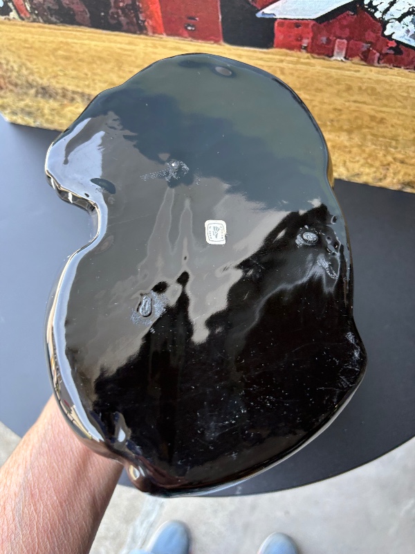 Black Cat Planter mid century 1950s cold painted