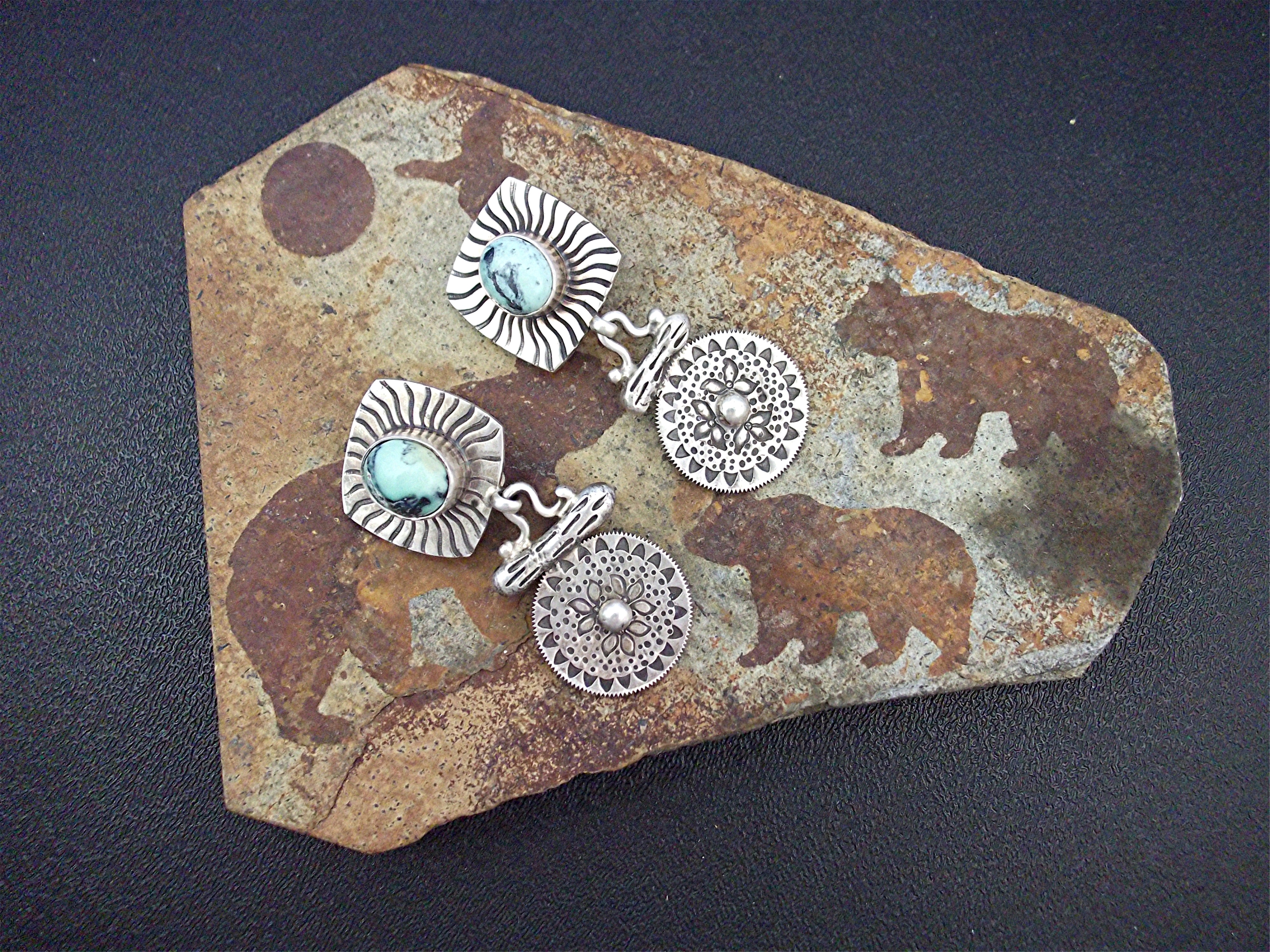 David Troutman Sterling Silver ApacheTurquoise Earrings