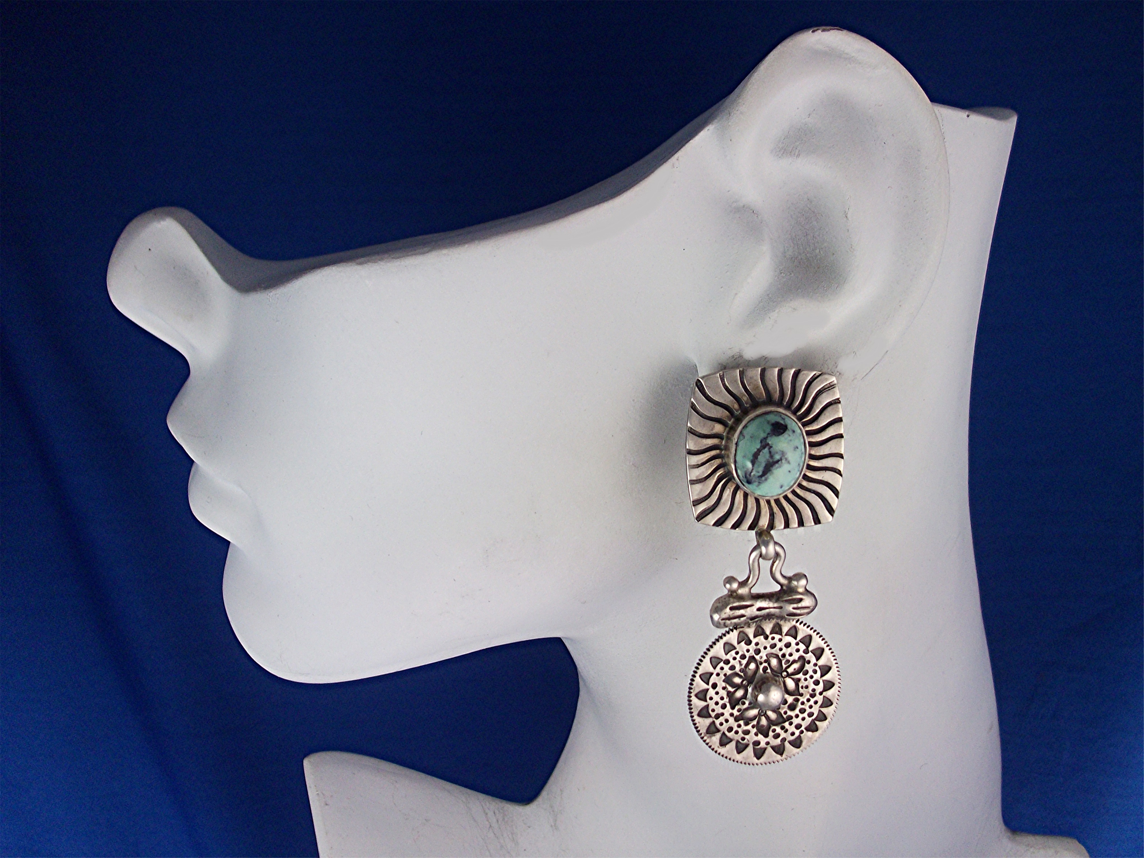 David Troutman Sterling Silver ApacheTurquoise Earrings