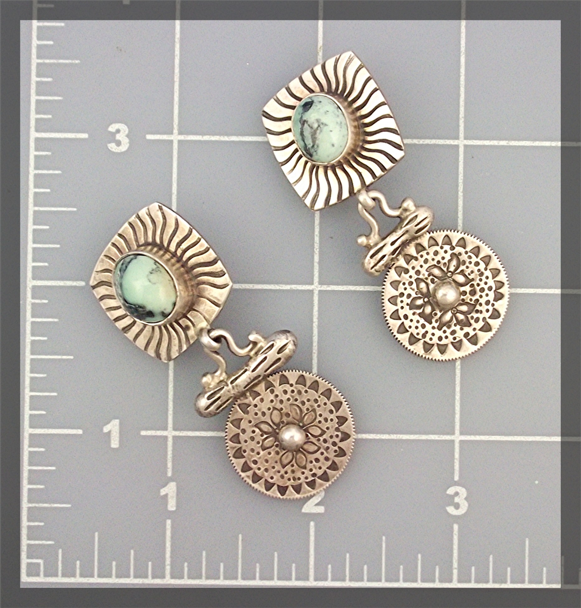 David Troutman Sterling Silver ApacheTurquoise Earrings
