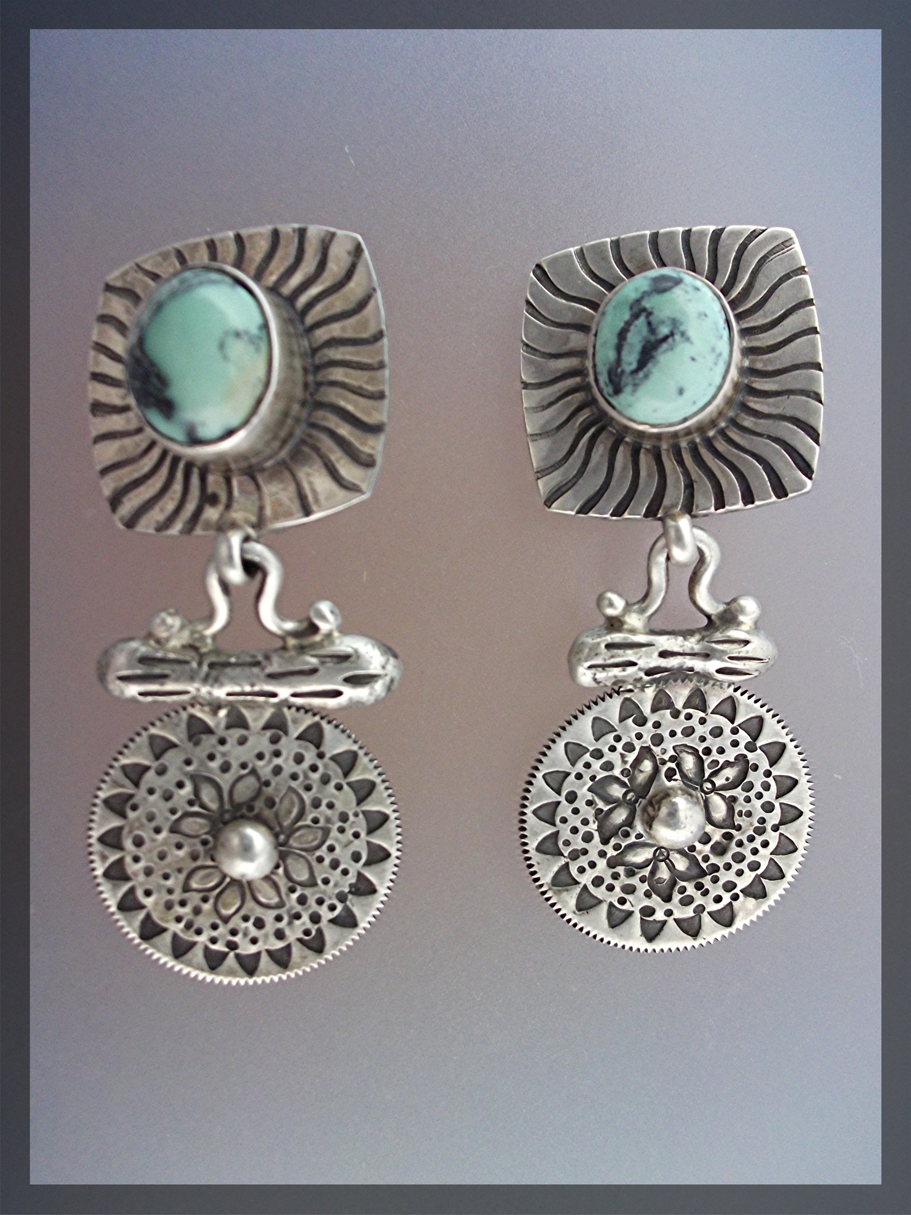 David Troutman Sterling Silver ApacheTurquoise Earrings