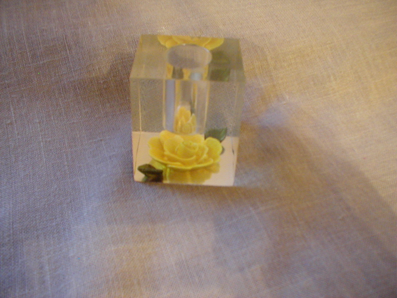 Lucite Flower Candle or Lipstick Holder