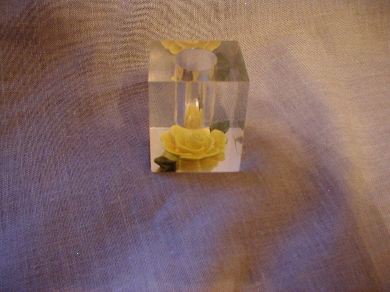 Lucite Flower Candle or Lipstick Holder