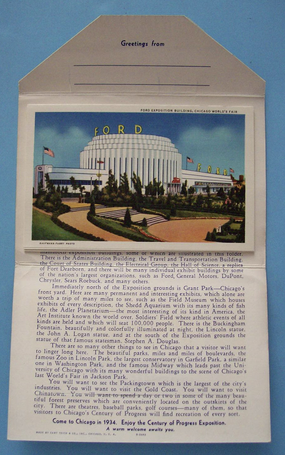 Black Forest Village Postcard Folder-Chicago World Fair