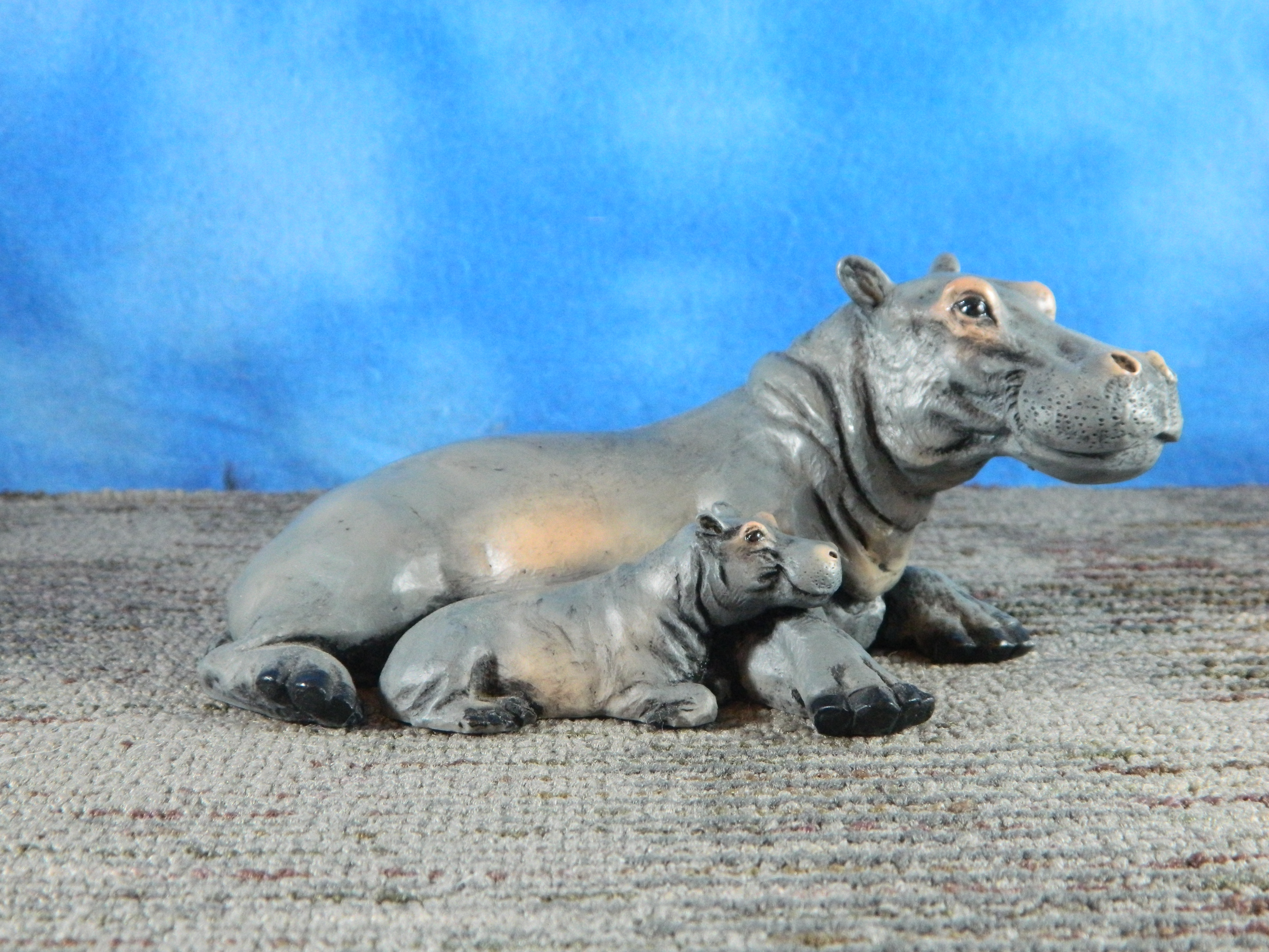 Castagna Italy Alabaster Resin Hippo with Baby