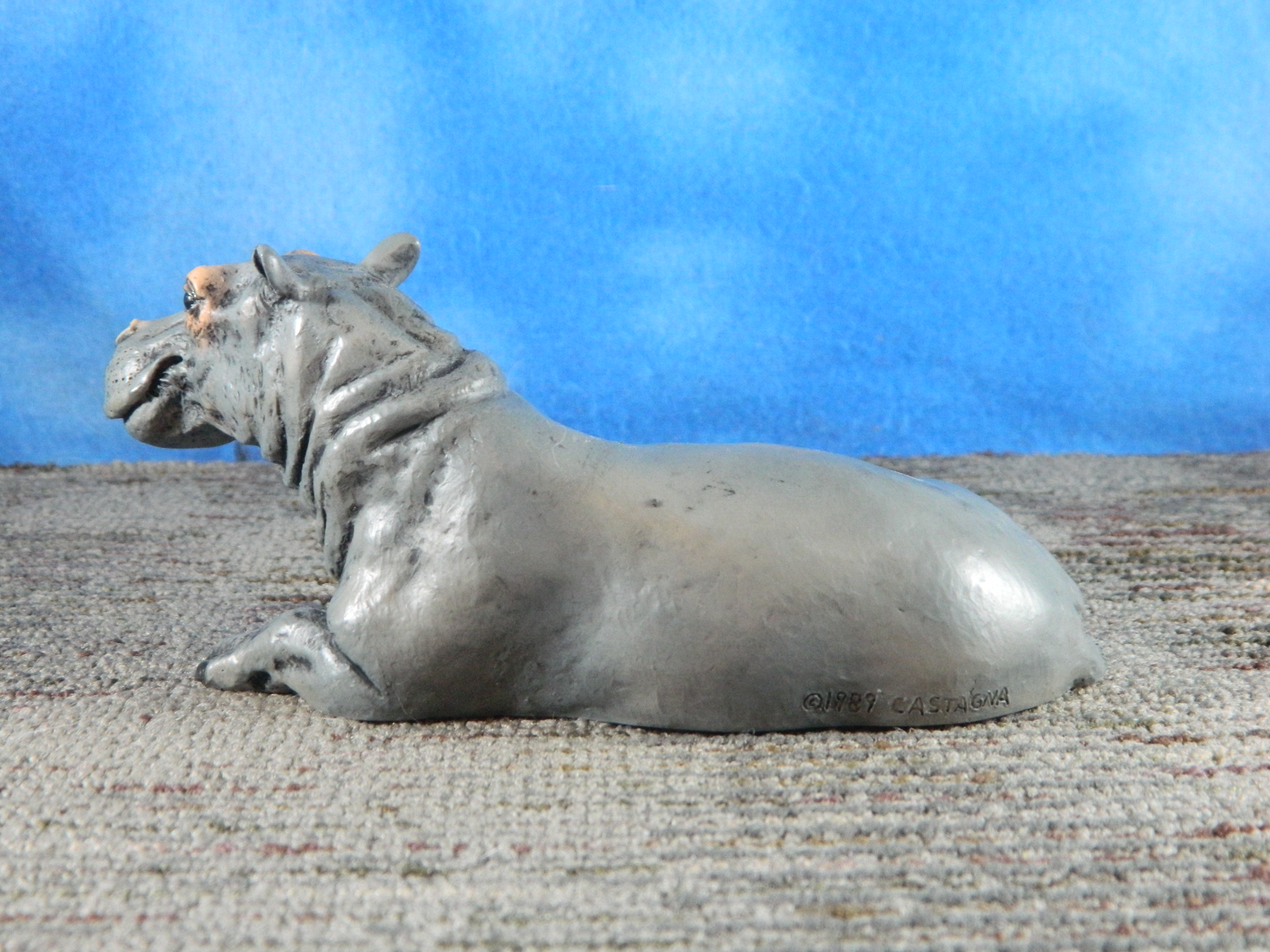 Castagna Italy Alabaster Resin Hippo with Baby