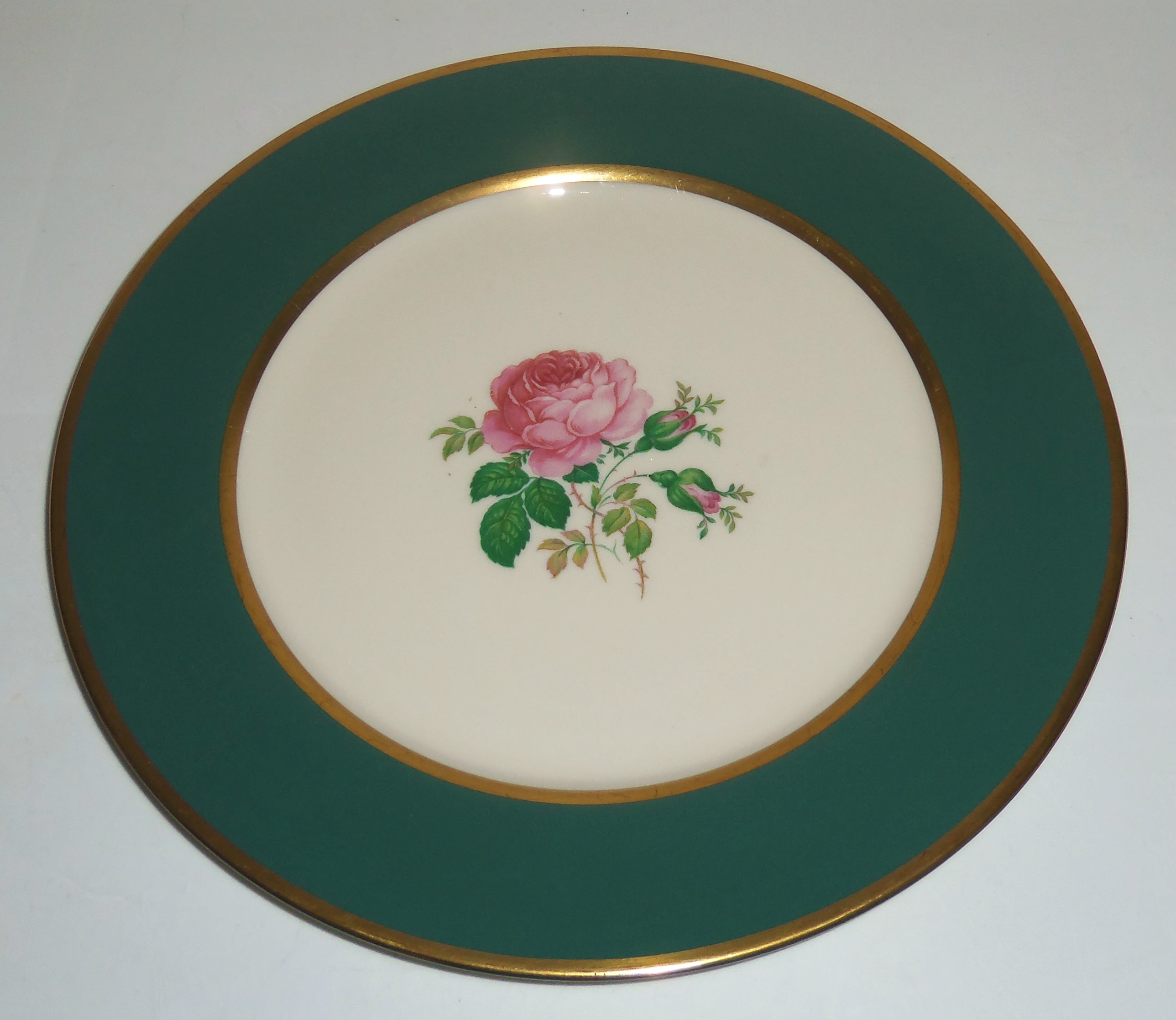 Flintridge China Moss Rose Teal Green Dinner Plate!