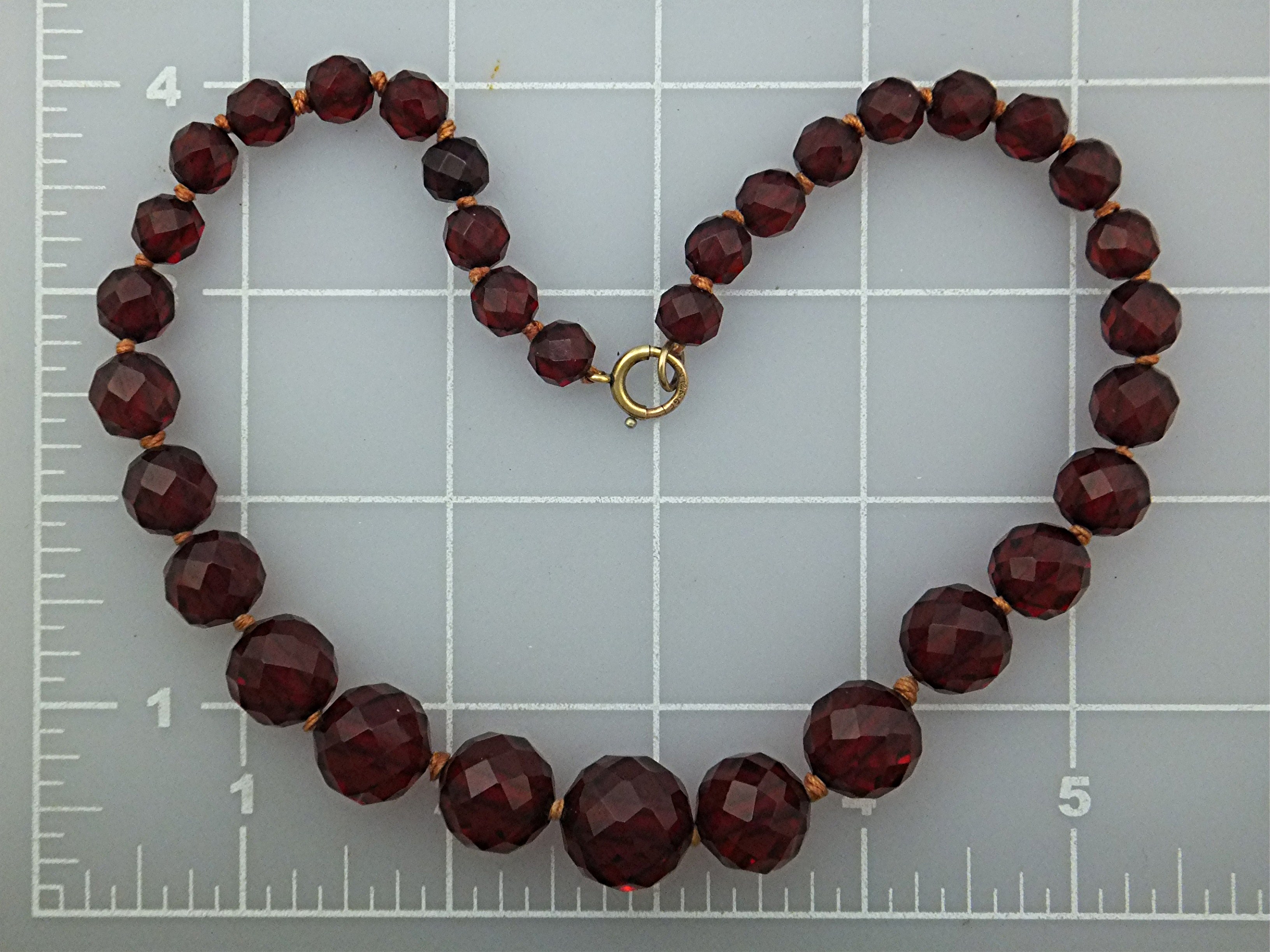 Necklace Cherry Amber Faceted Graduated Poland