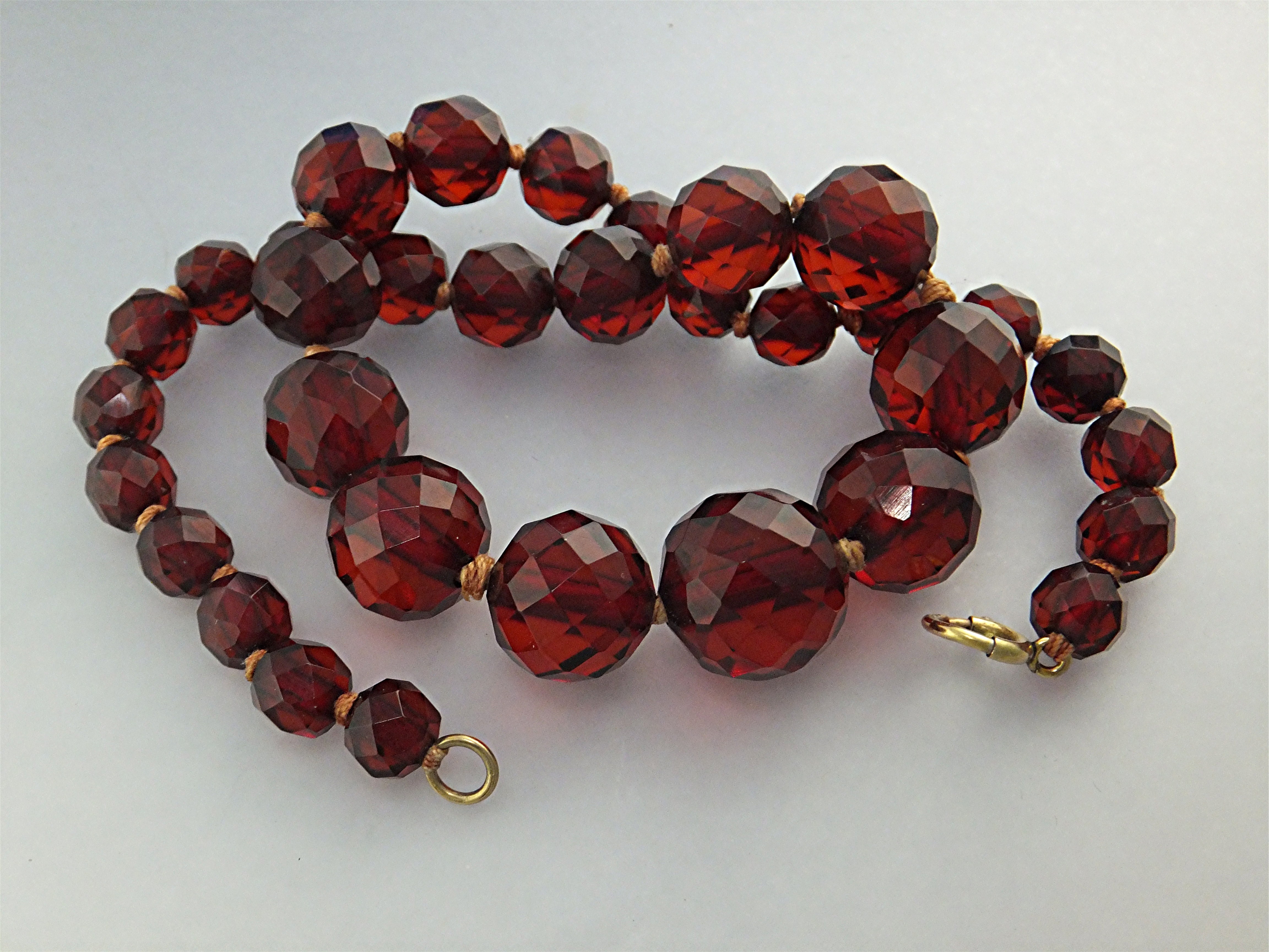 Necklace Cherry Amber Faceted Graduated Poland