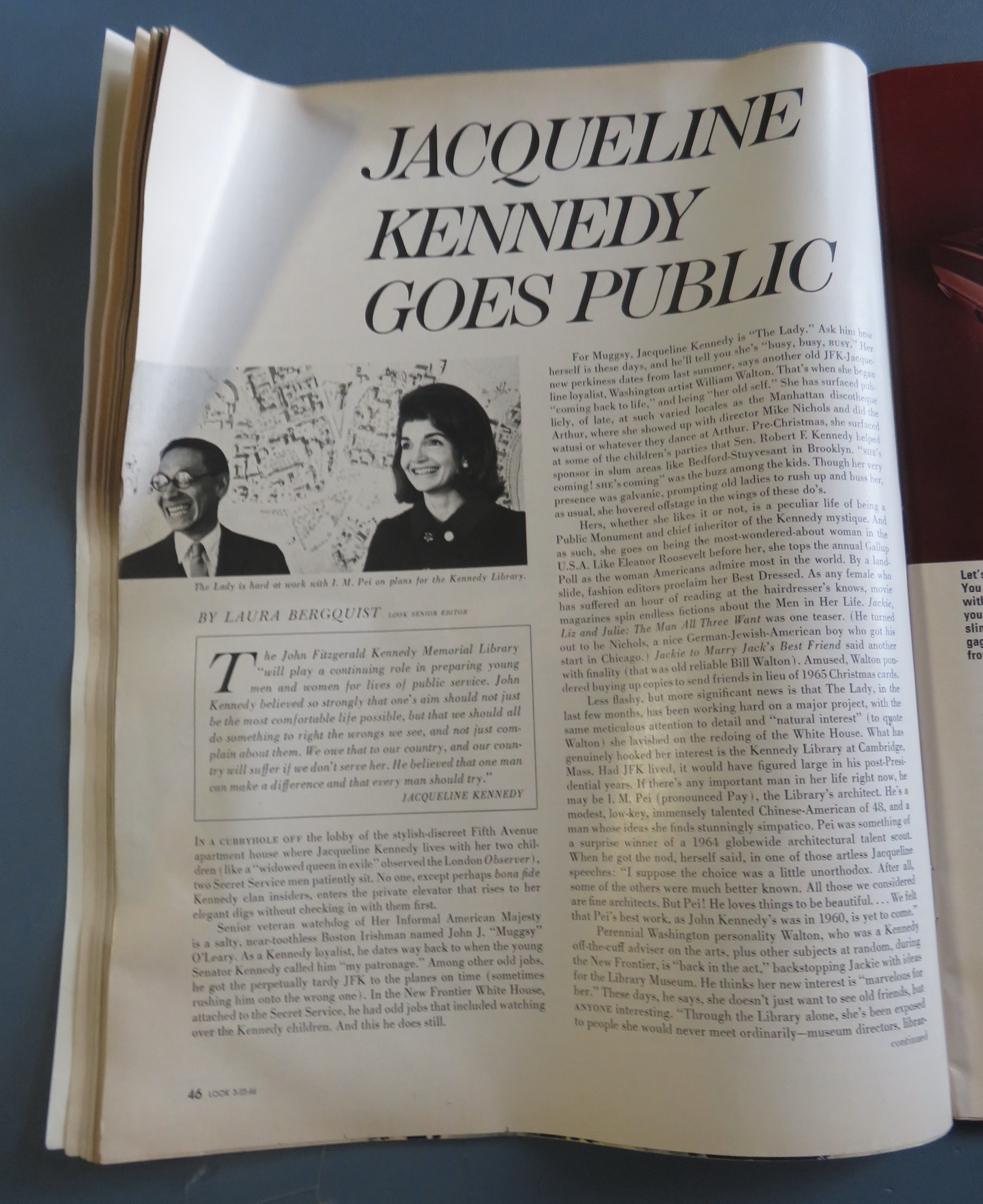 Look Magazine March 22, 1966 Jackie Kennedy Today