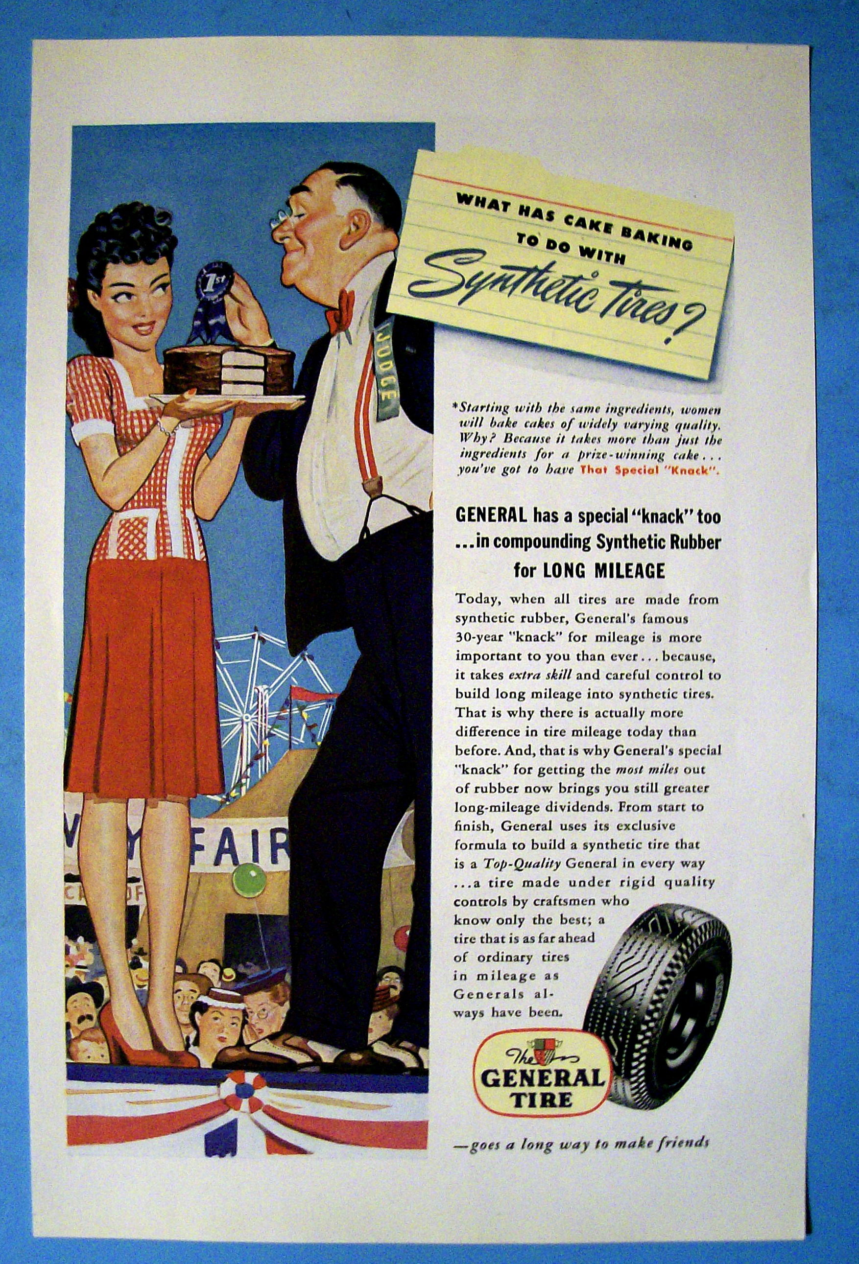 1945 General Tires with Man Giving Woman a Ribbon