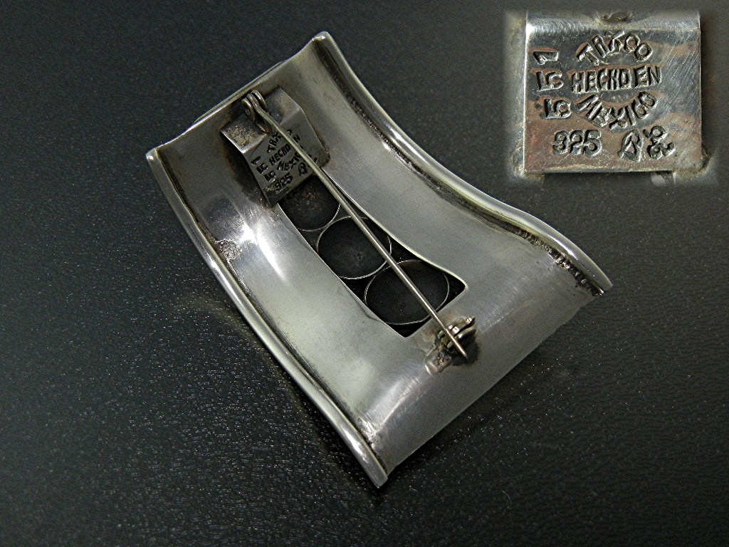 Brooch Pin Sterling Silver Signed BL Taxco Mexico