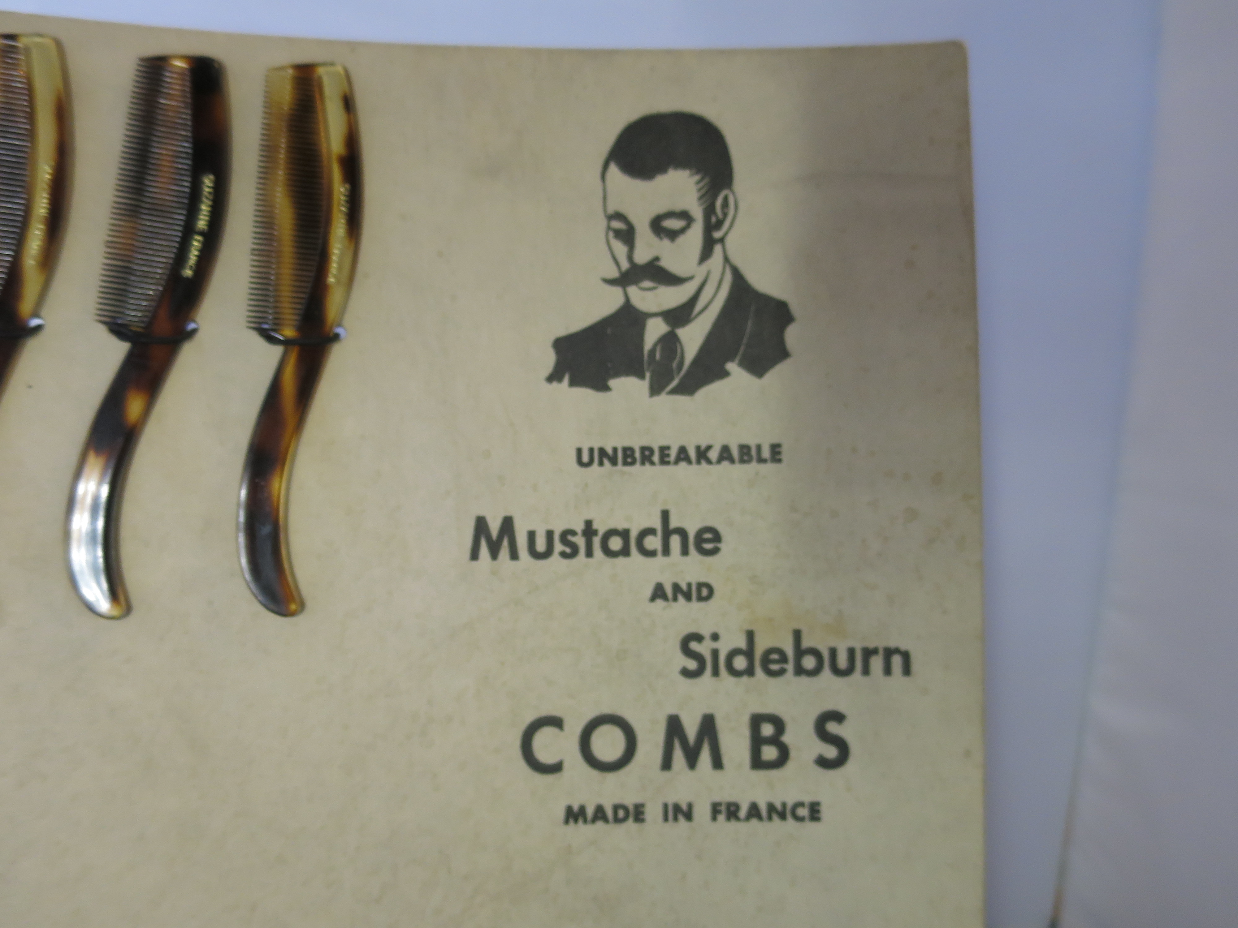 Vintage Suzane France Mustache and Sideburn Combs new old stock