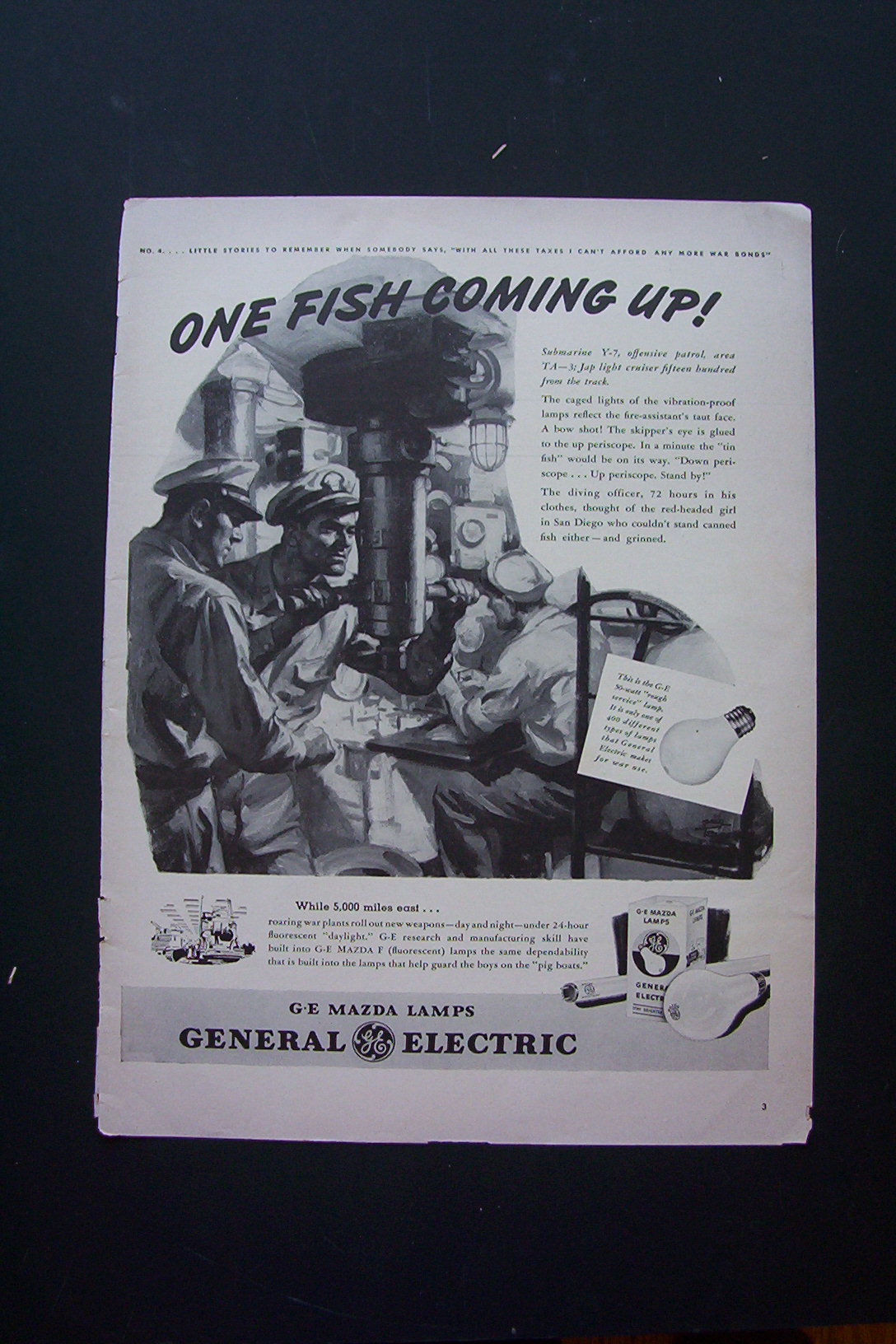 1943 General Electric Mazda Lamps with Soldier in Sub