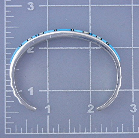 Calvin Begay Turquoise Opal Onyx Inlay Cuff Native Amer