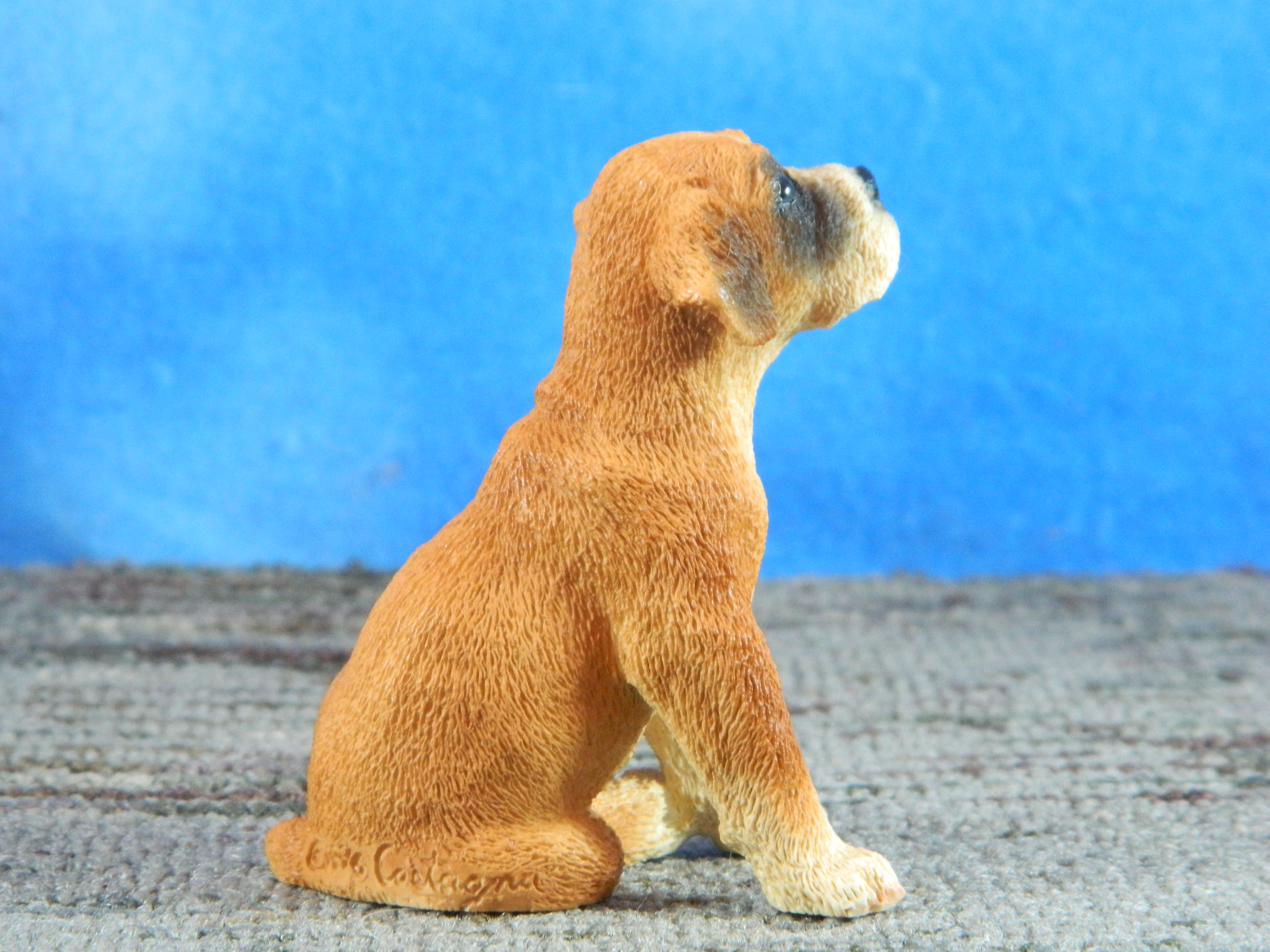Castagna Italy Alabaster Resin Sitting Boxer Puppy