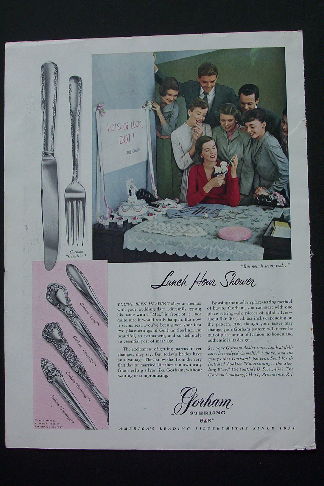 1950 Gorham Sterling with Picture of a Party
