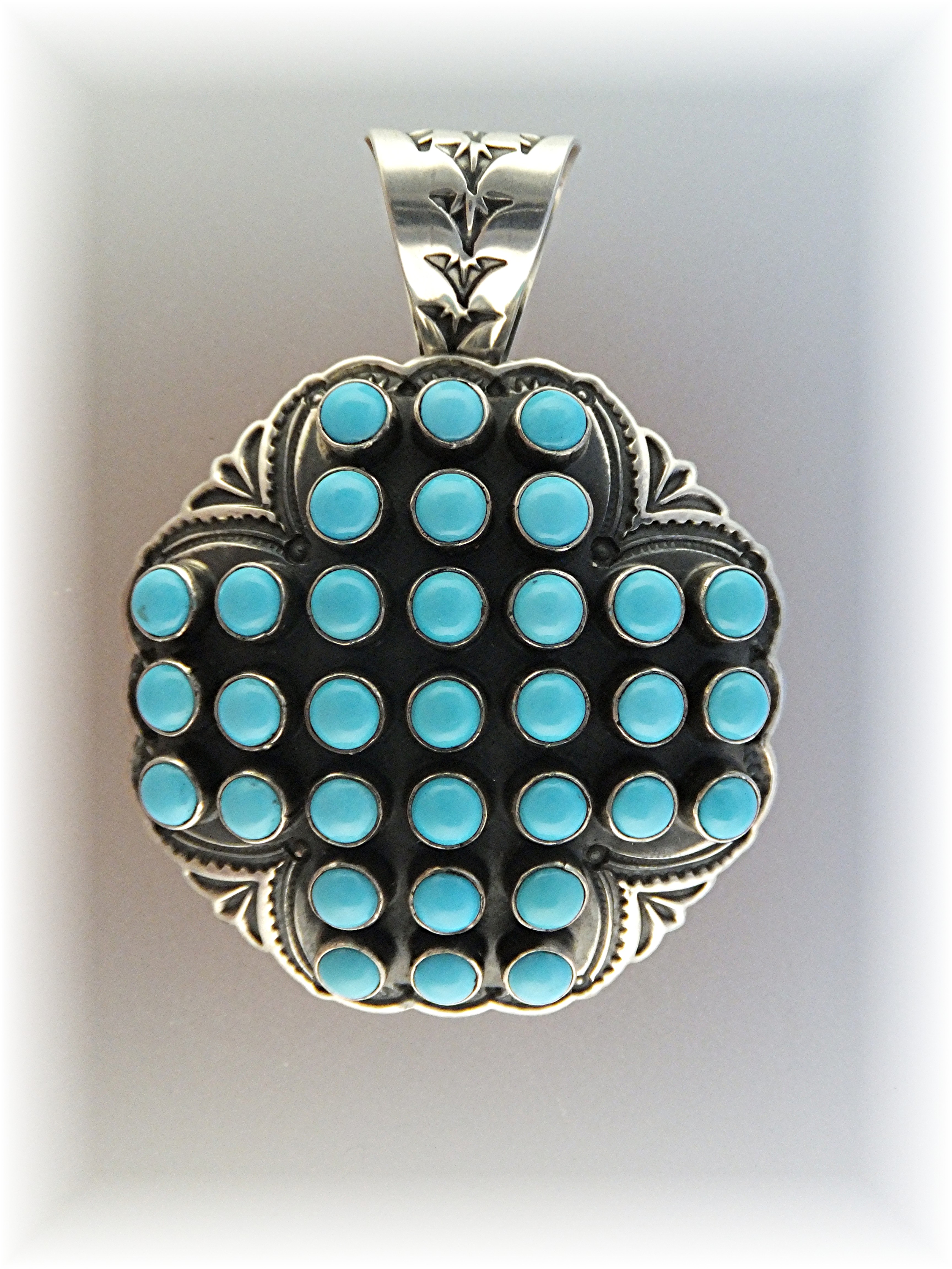 Navajo SUNSHINE REEVES Sterling Silver Turquoise Pendan