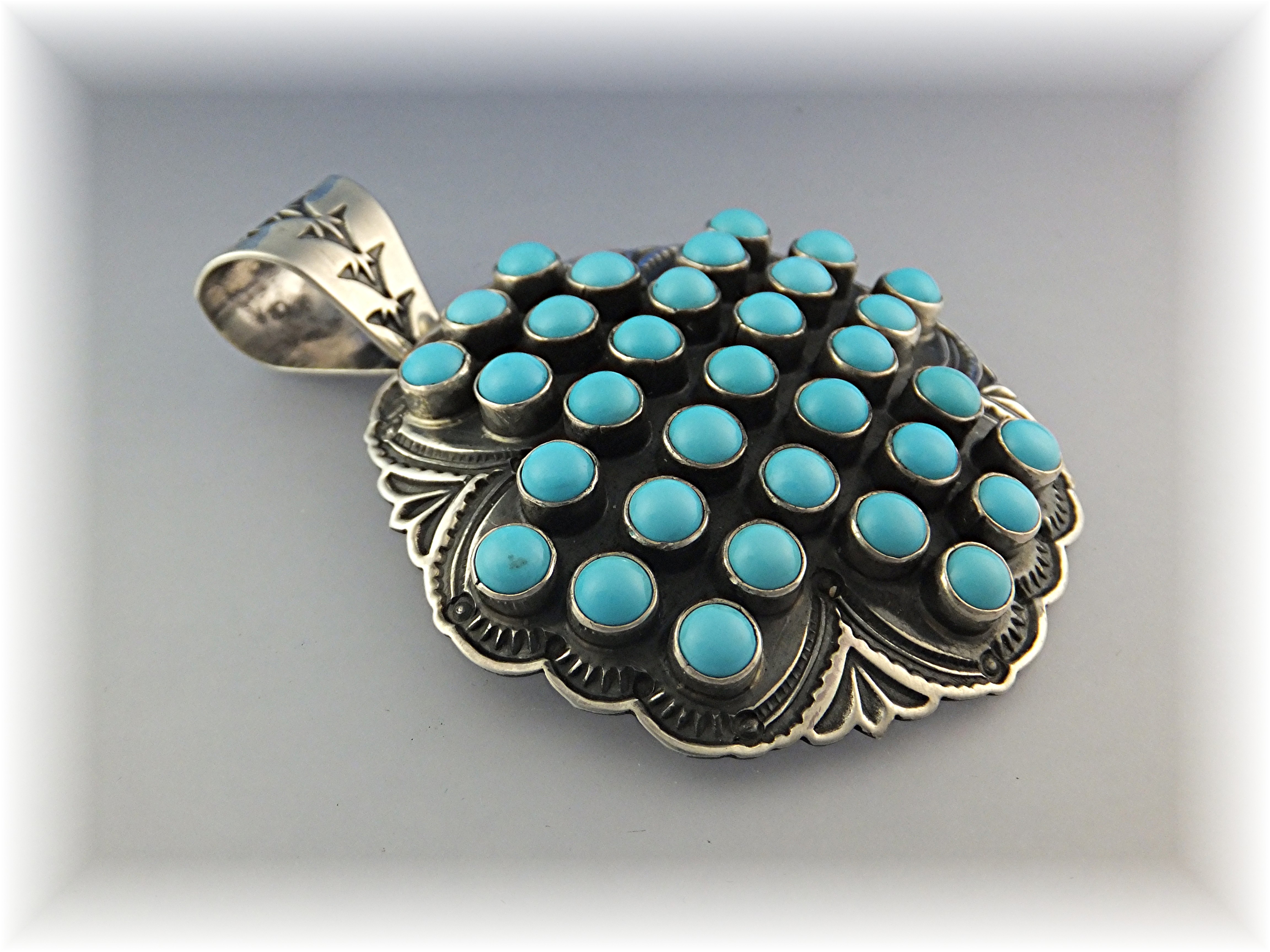 Navajo SUNSHINE REEVES Sterling Silver Turquoise Pendan