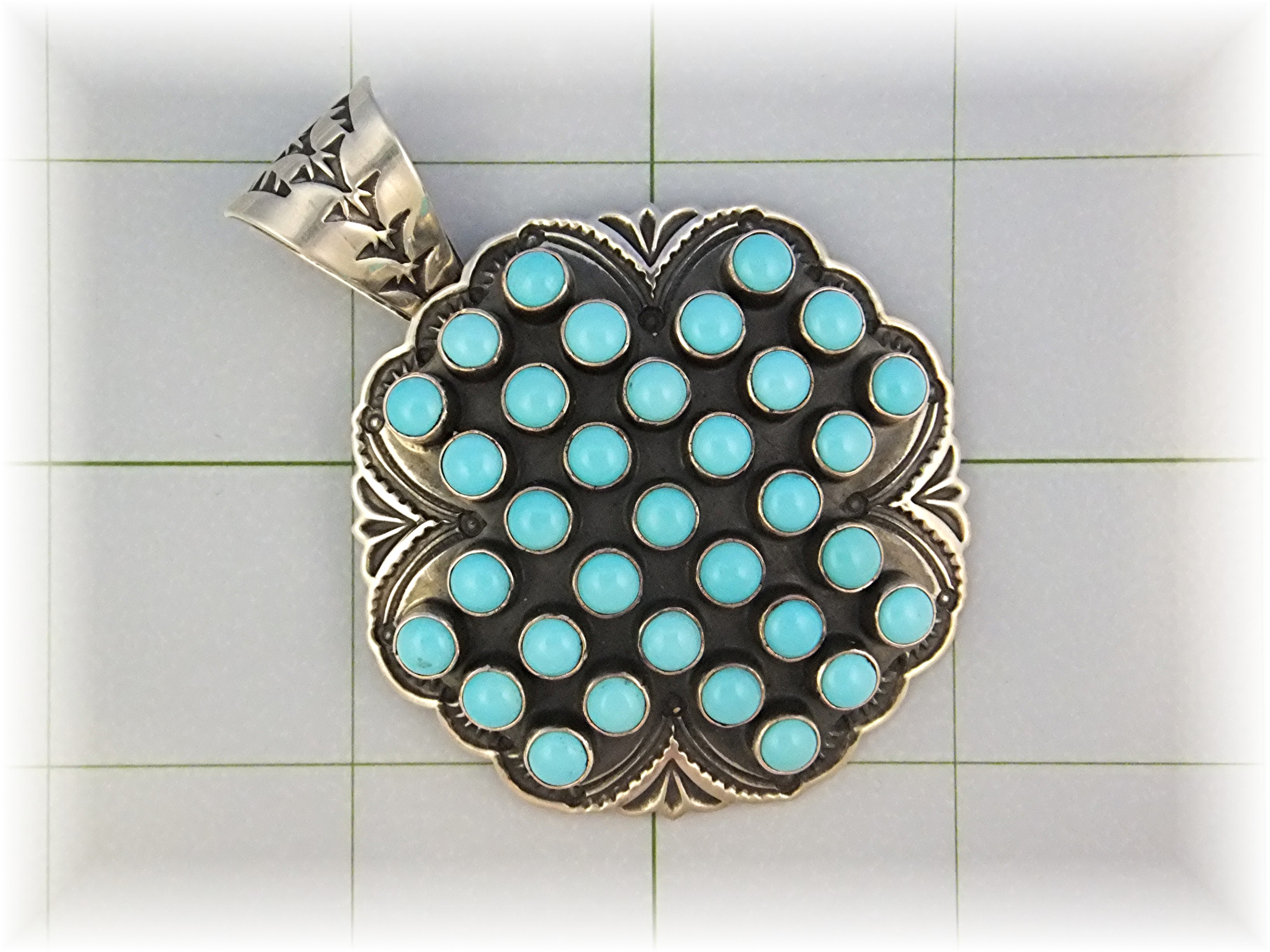 Navajo SUNSHINE REEVES Sterling Silver Turquoise Pendan
