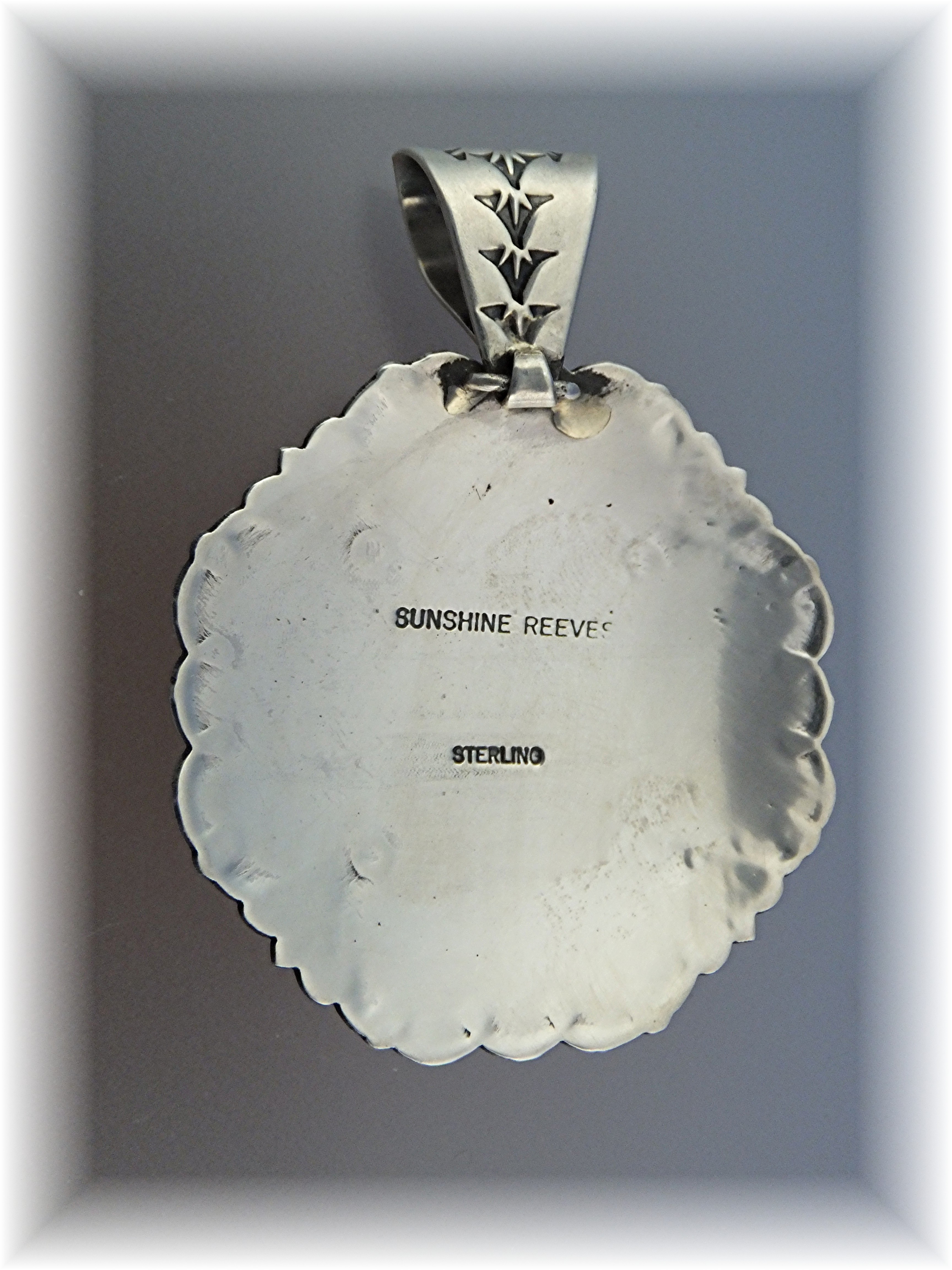 Navajo SUNSHINE REEVES Sterling Silver Turquoise Pendan