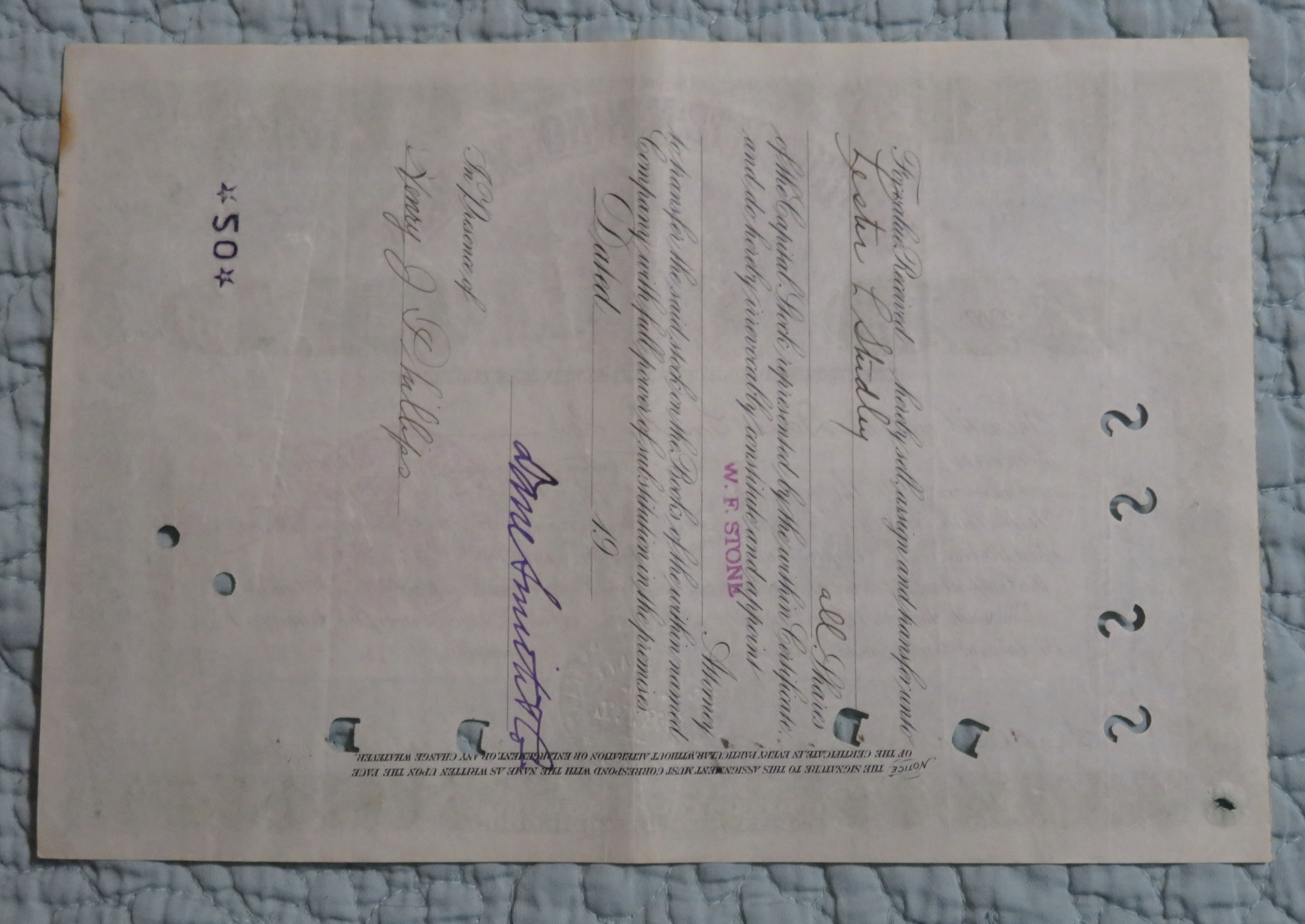 1907 North Butte Mining Company Stock Certificate