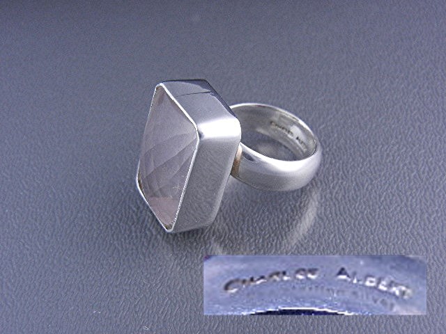 Charles Albert Rose Quartz Sterling Silver Ring