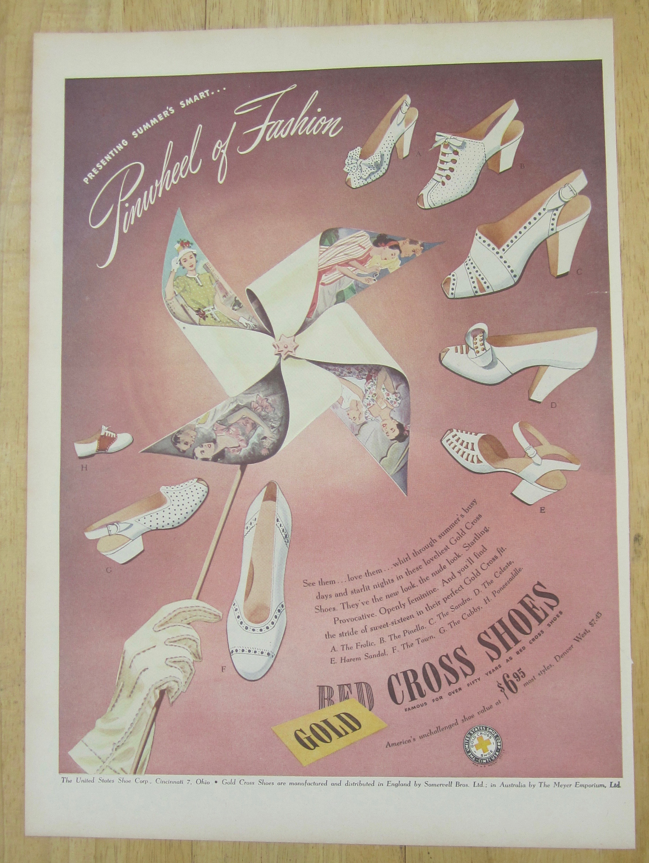 1945 Red Cross Shoes with Pinwheel of Fashion