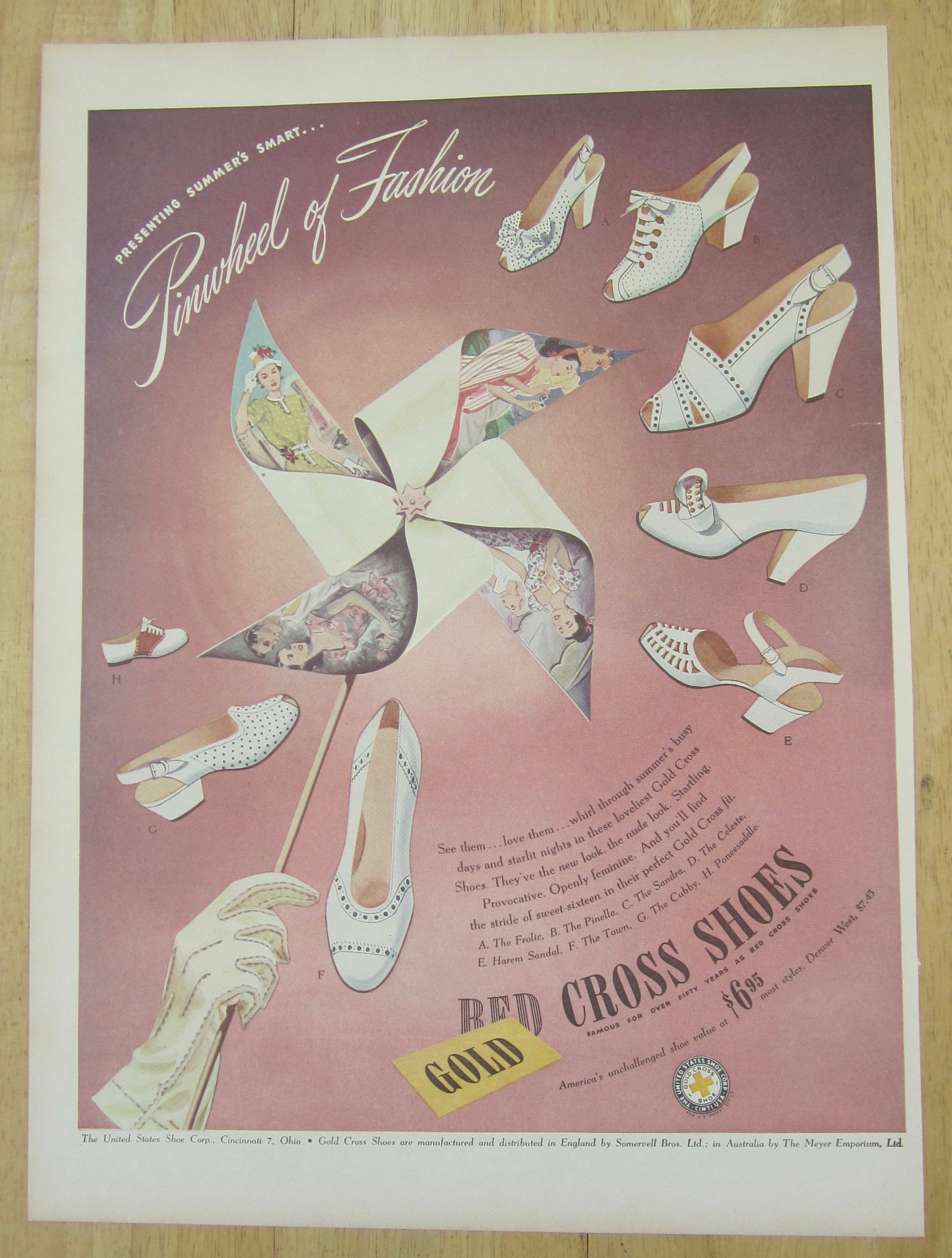 1945 Red Cross Shoes with Pinwheel of Fashion