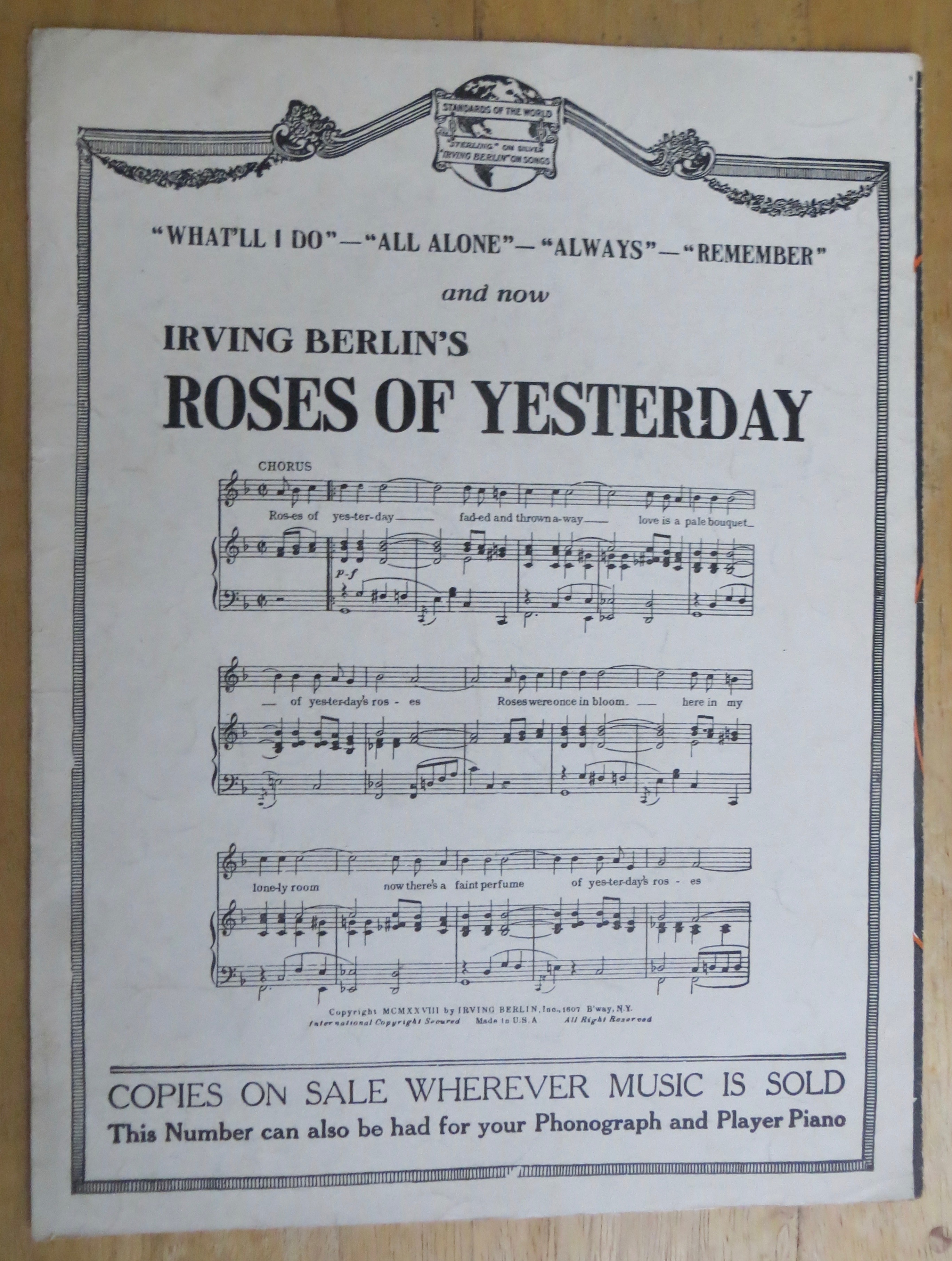 1928 Where Is The Song Of Songs For Me Sheet Music