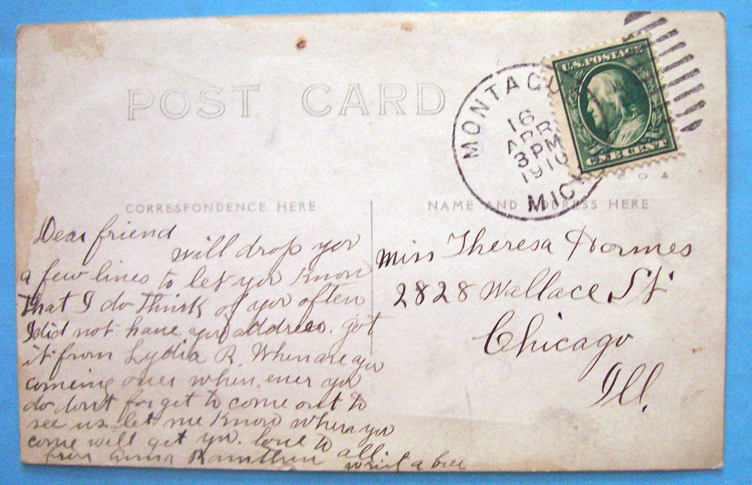 Lutheran Church Montaque Michigan Postcard